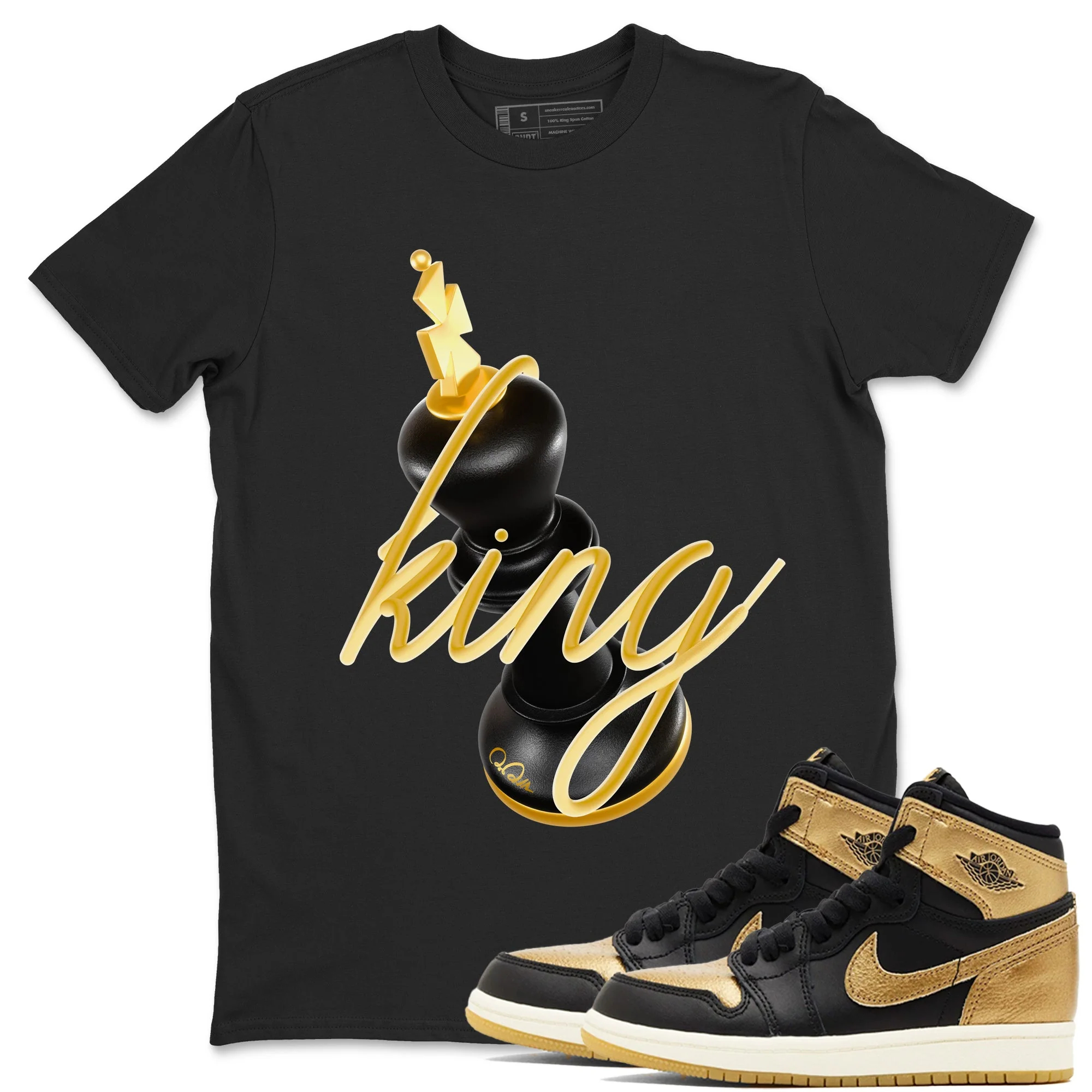 3D King Sneaker Tees - Air Jordan 1 Black Metallic Gold