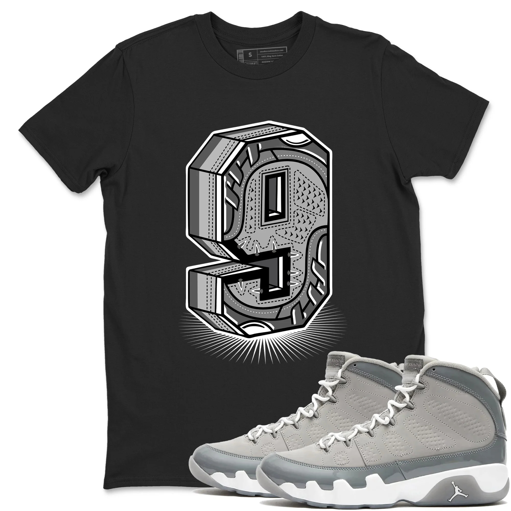 Number Statue Sneaker Tees - Air Jordan 9 Cool Grey