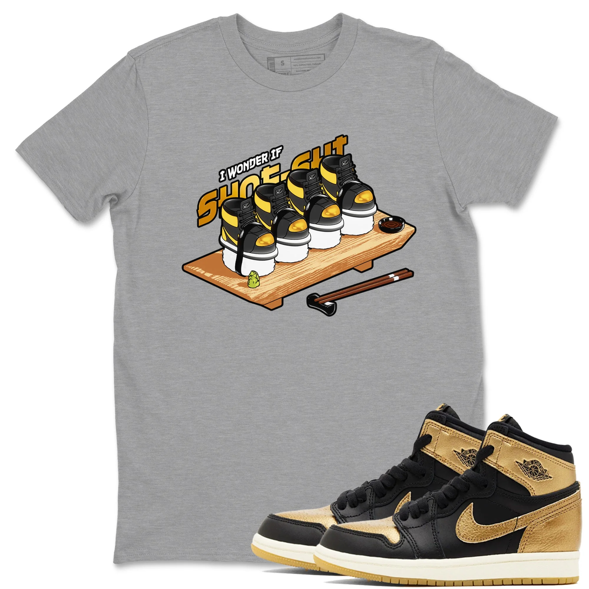 Shoe-Shi Sneaker Tees - Air Jordan 1 Black Metallic Gold