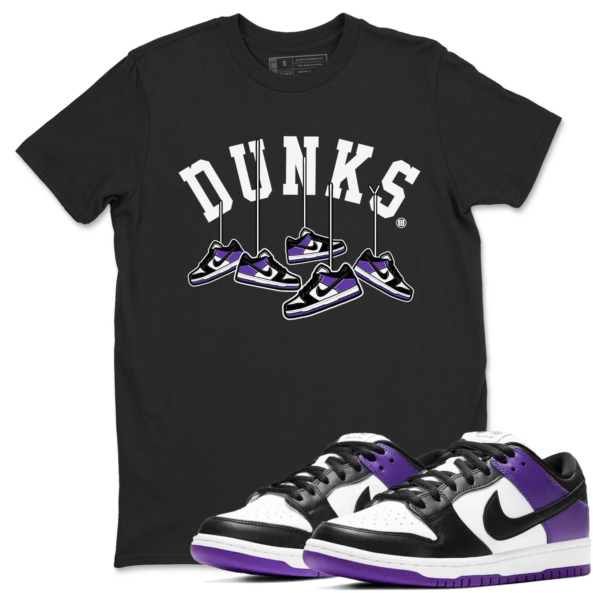 Hanging Sneakers Sneaker Tees - Dunk Low Court Purple