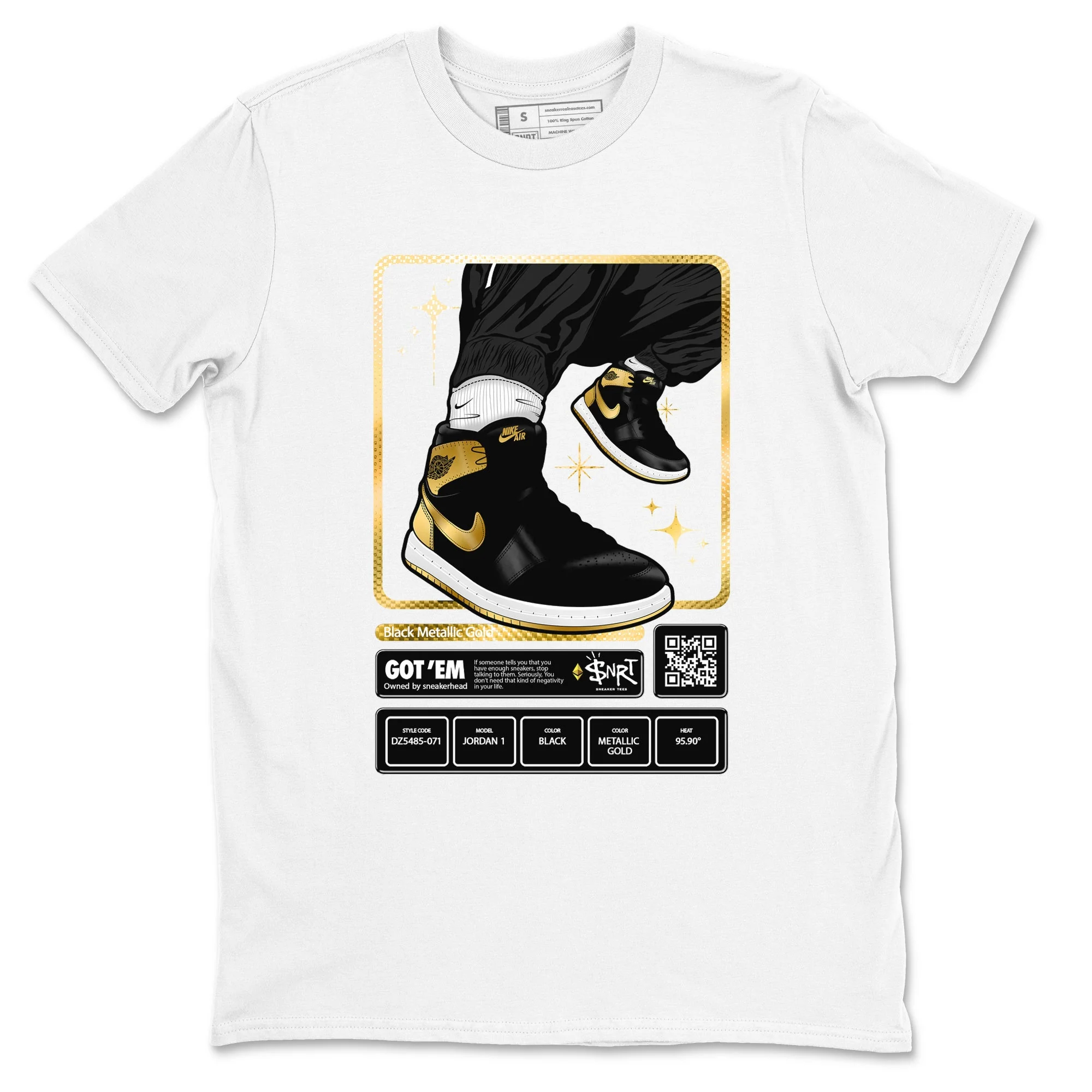 Sneaker Trading Card Sneaker Tees - Air Jordan 1 Black Metallic Gold