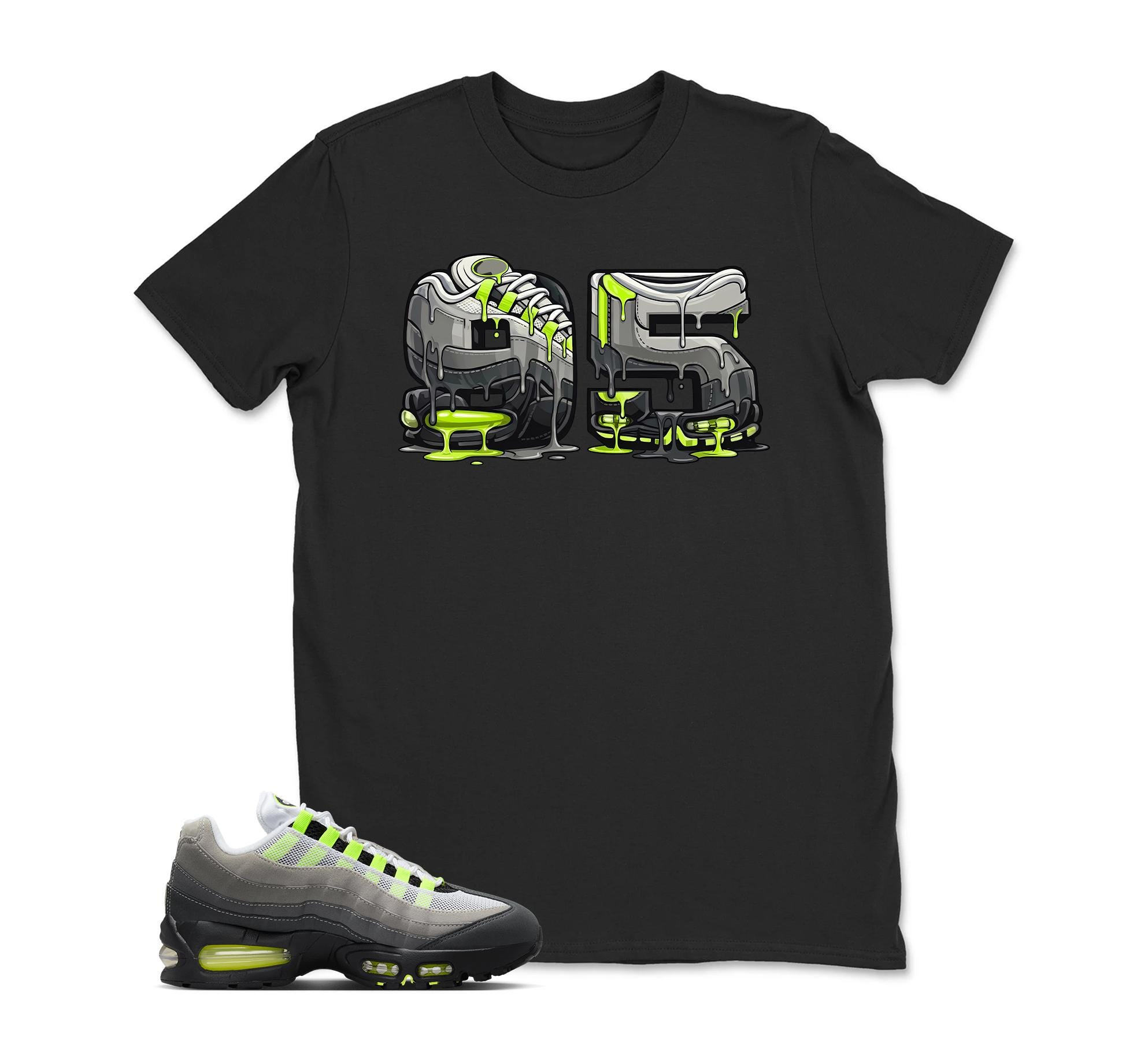 95 Tee Shirt Black to Match Air Max 95 OG NEON Big Bubble, Sneaker Tee,Adults & Kid Clothing, Air Max 95 OG tshirt