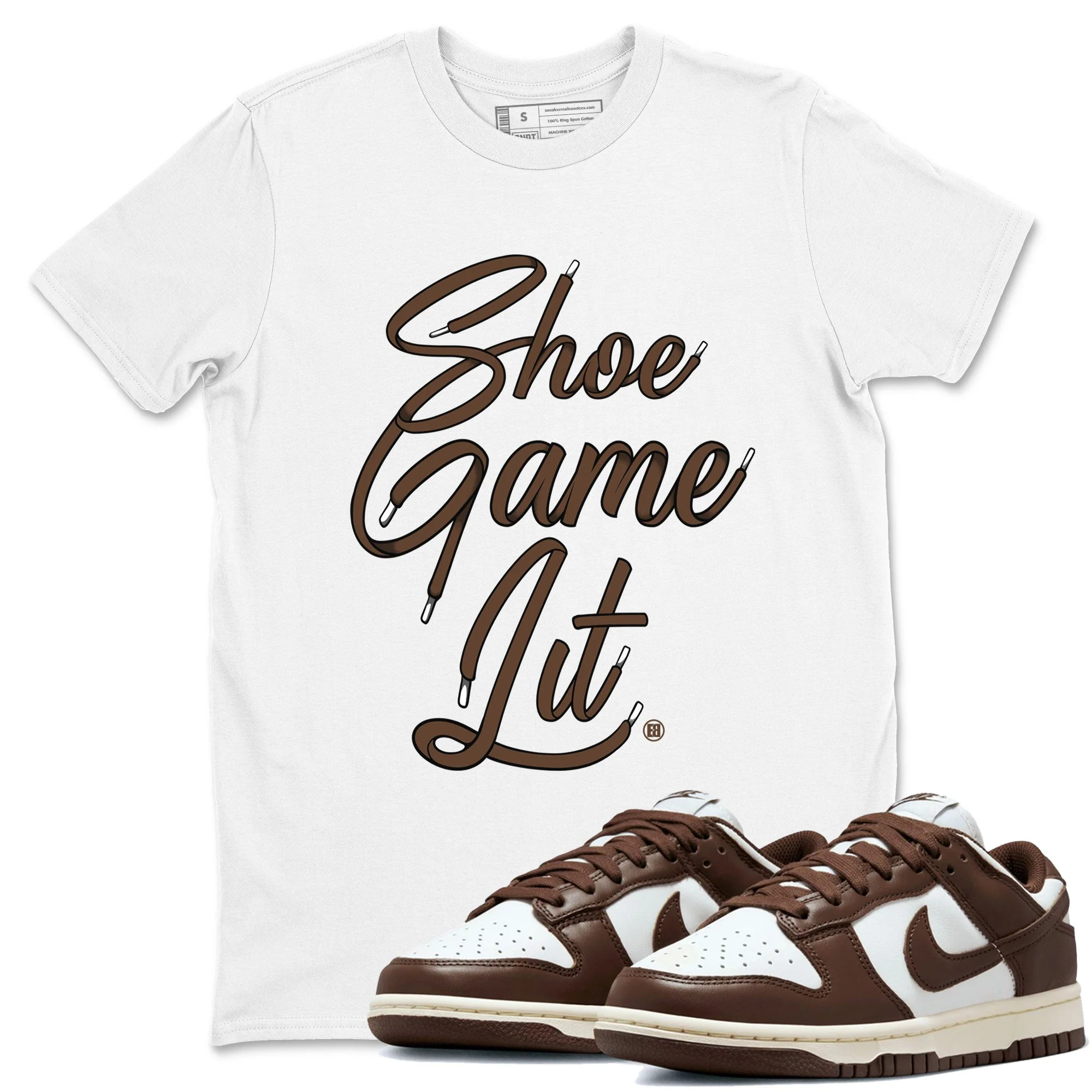 Shoe Game Lit Shoe Lace Sneaker Tee - Dunk Cacao Wow