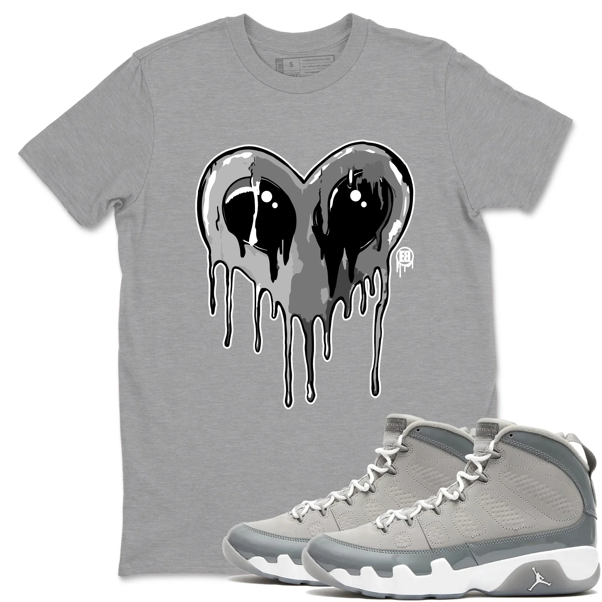 Heart Alien Sneaker Tees - Air Jordan 9 Cool Grey