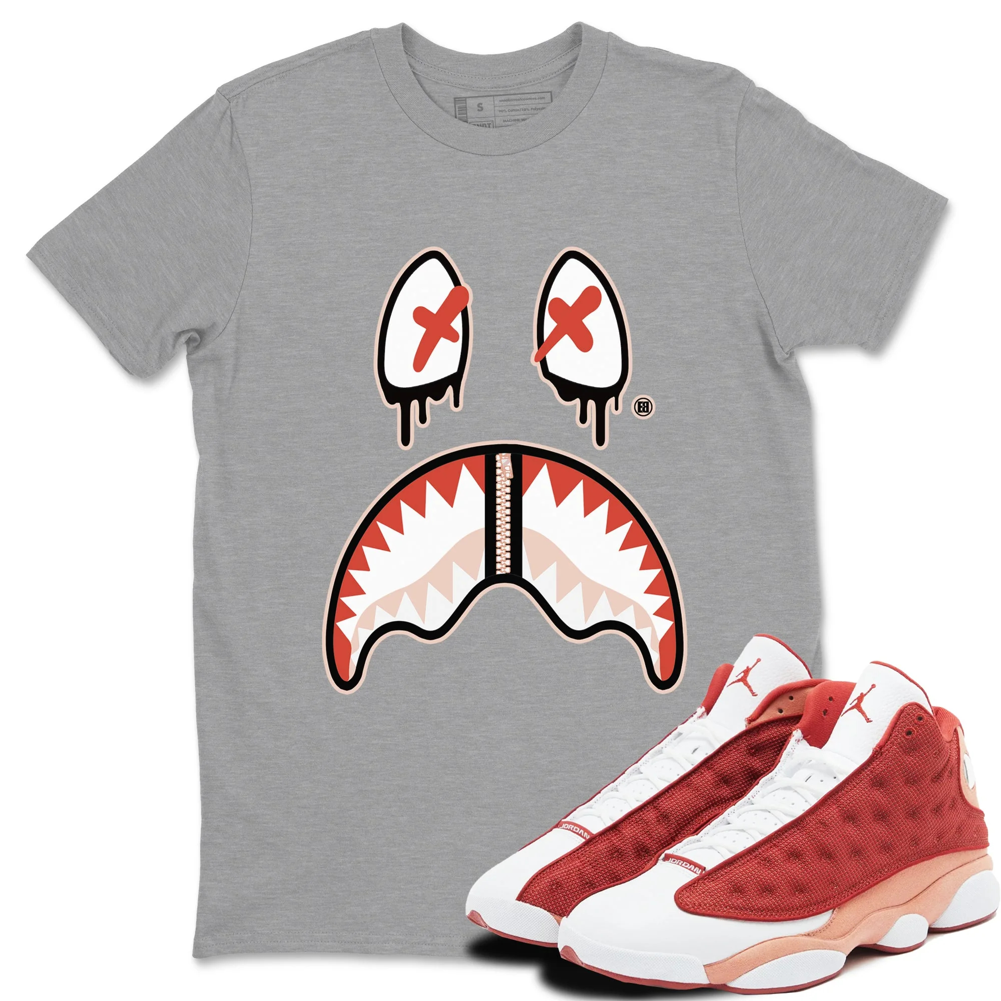 Shark Face Sneaker Tees - Air Jordan 13 Dune Red