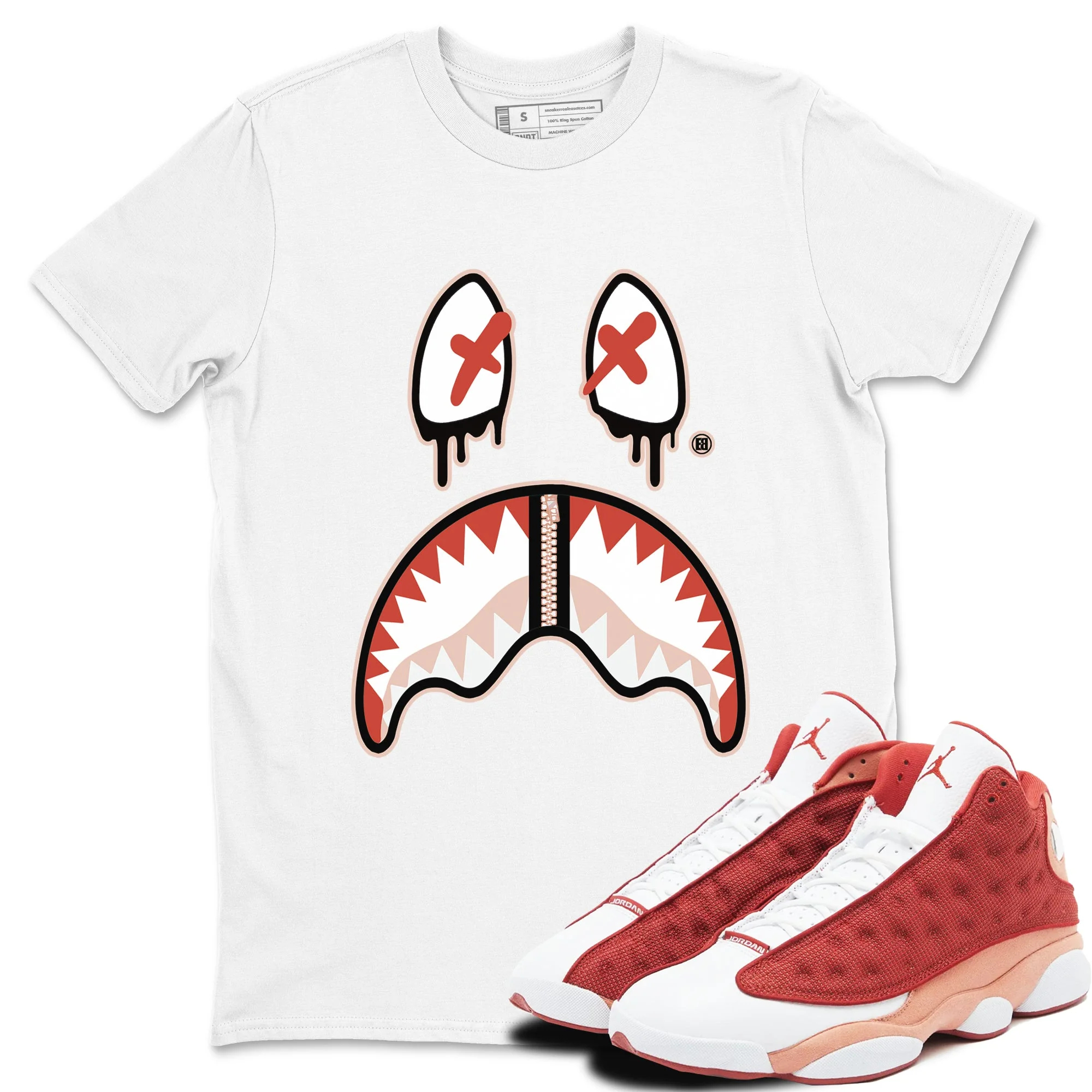 Shark Face Sneaker Tees - Air Jordan 13 Dune Red