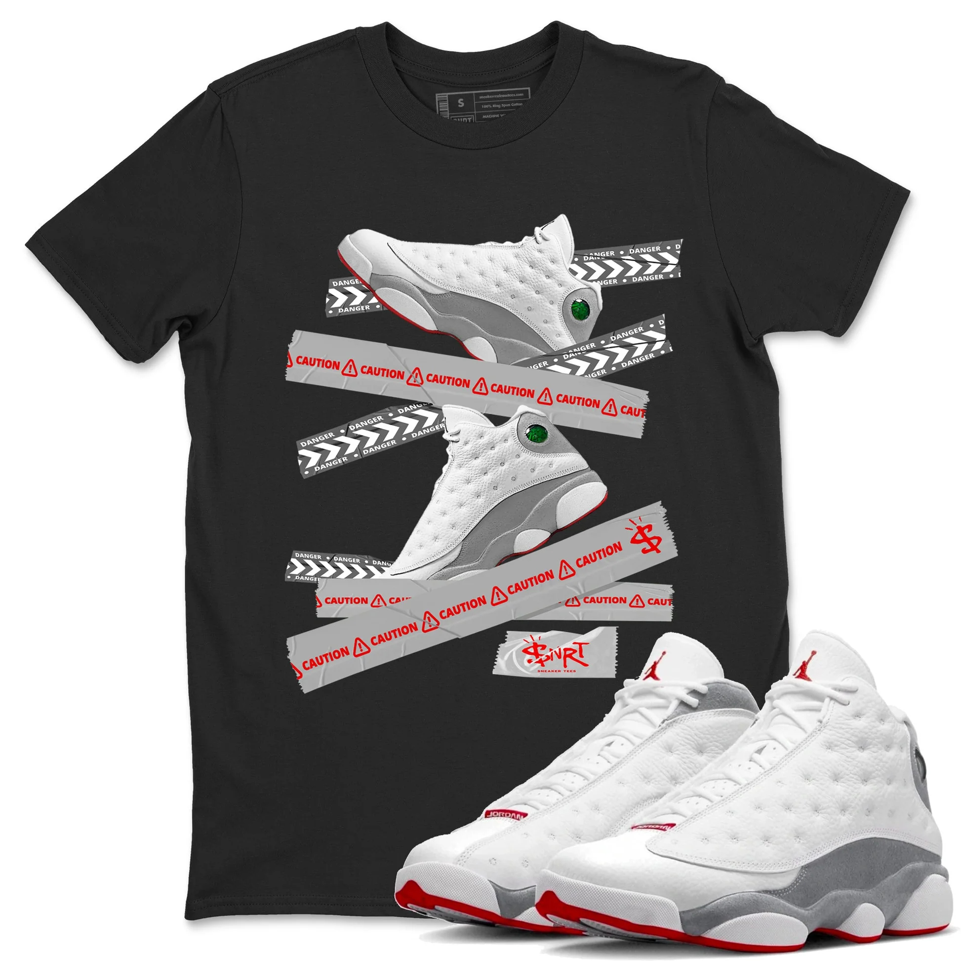 Caution Tape Unisex Tops - Air Jordan 13 Wolf Grey