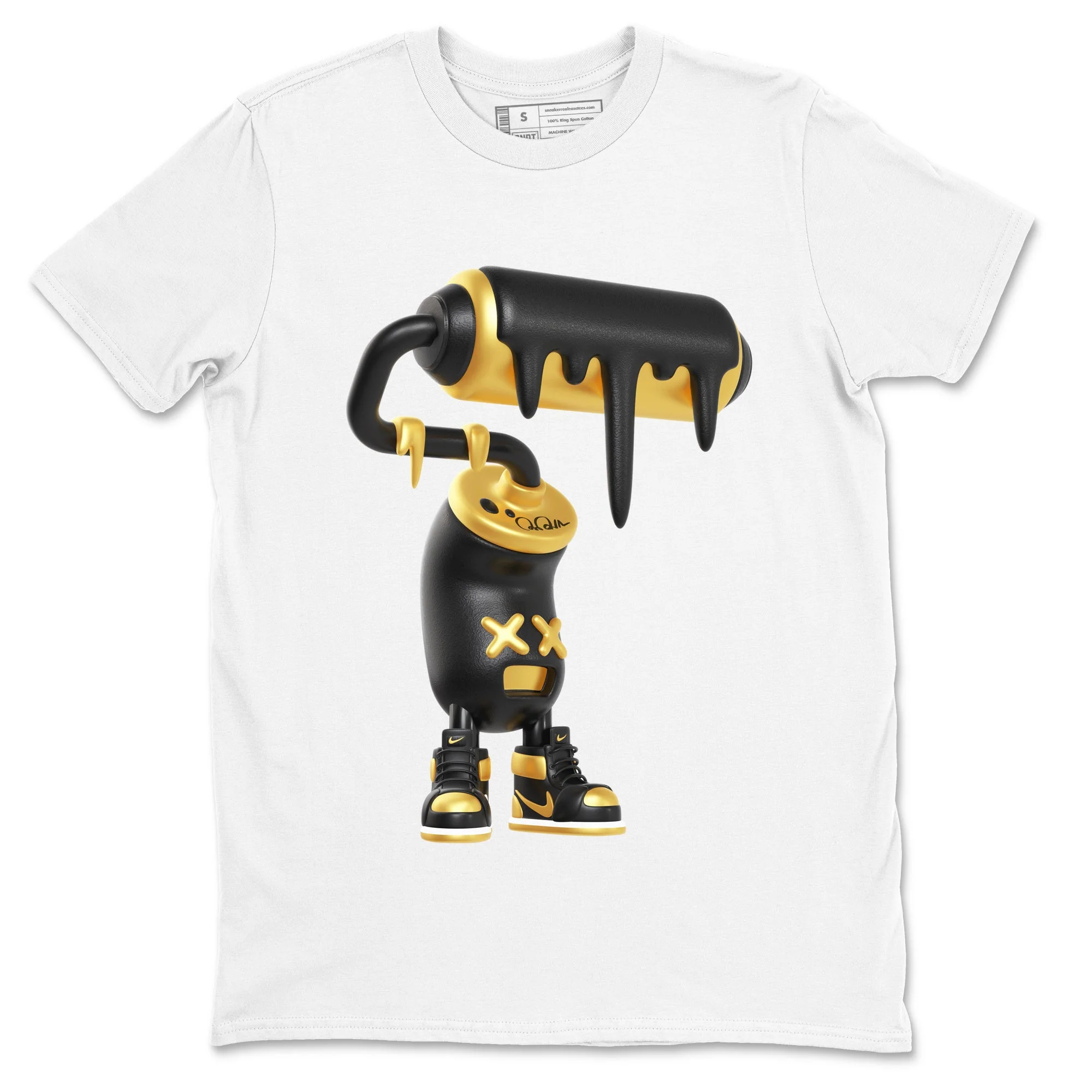 3D Paint Roller Sneaker Tees - Air Jordan 1 Black Metallic Gold