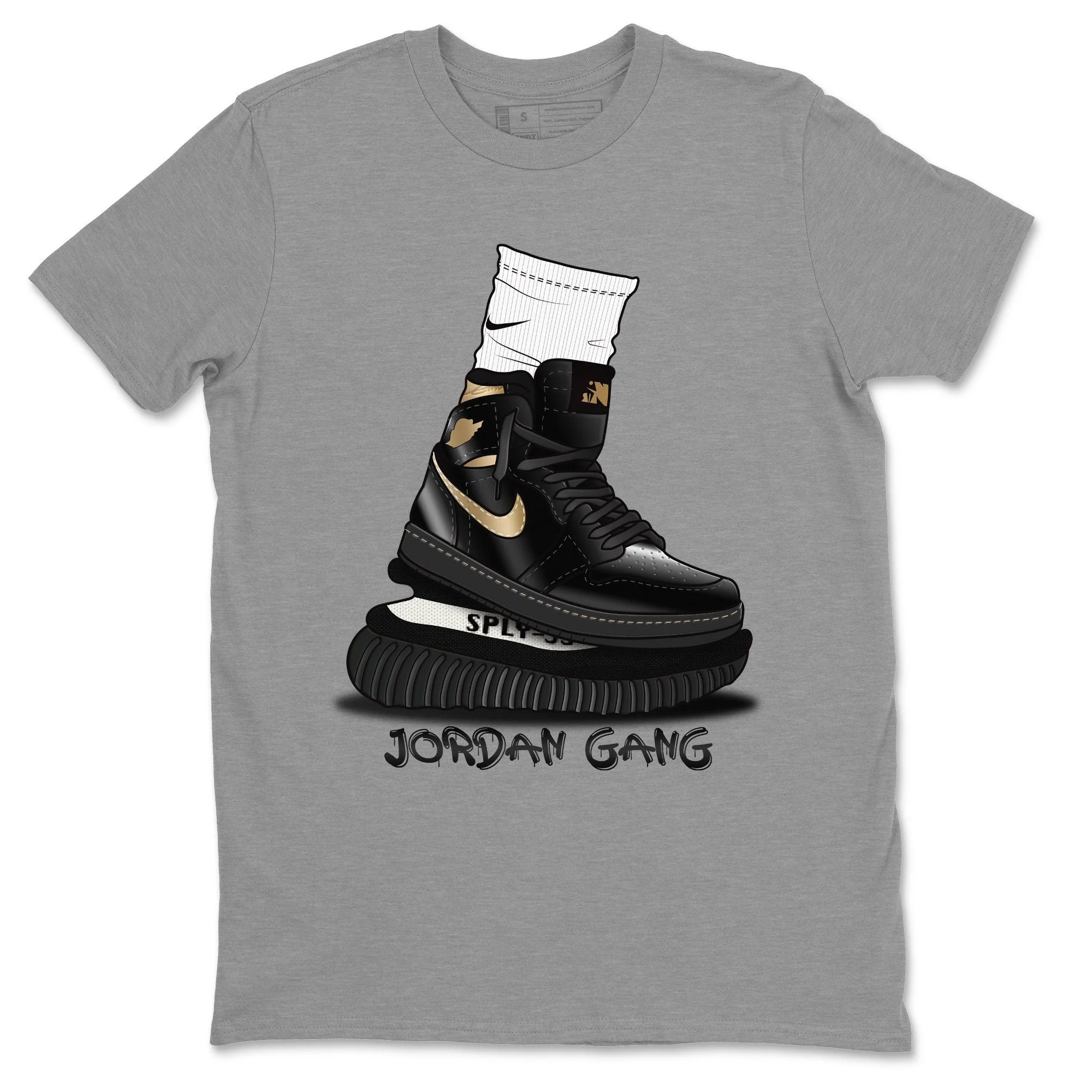 Air Jordan Gang Unisex Tops - Air Jordan 1 Black Metallic Gold