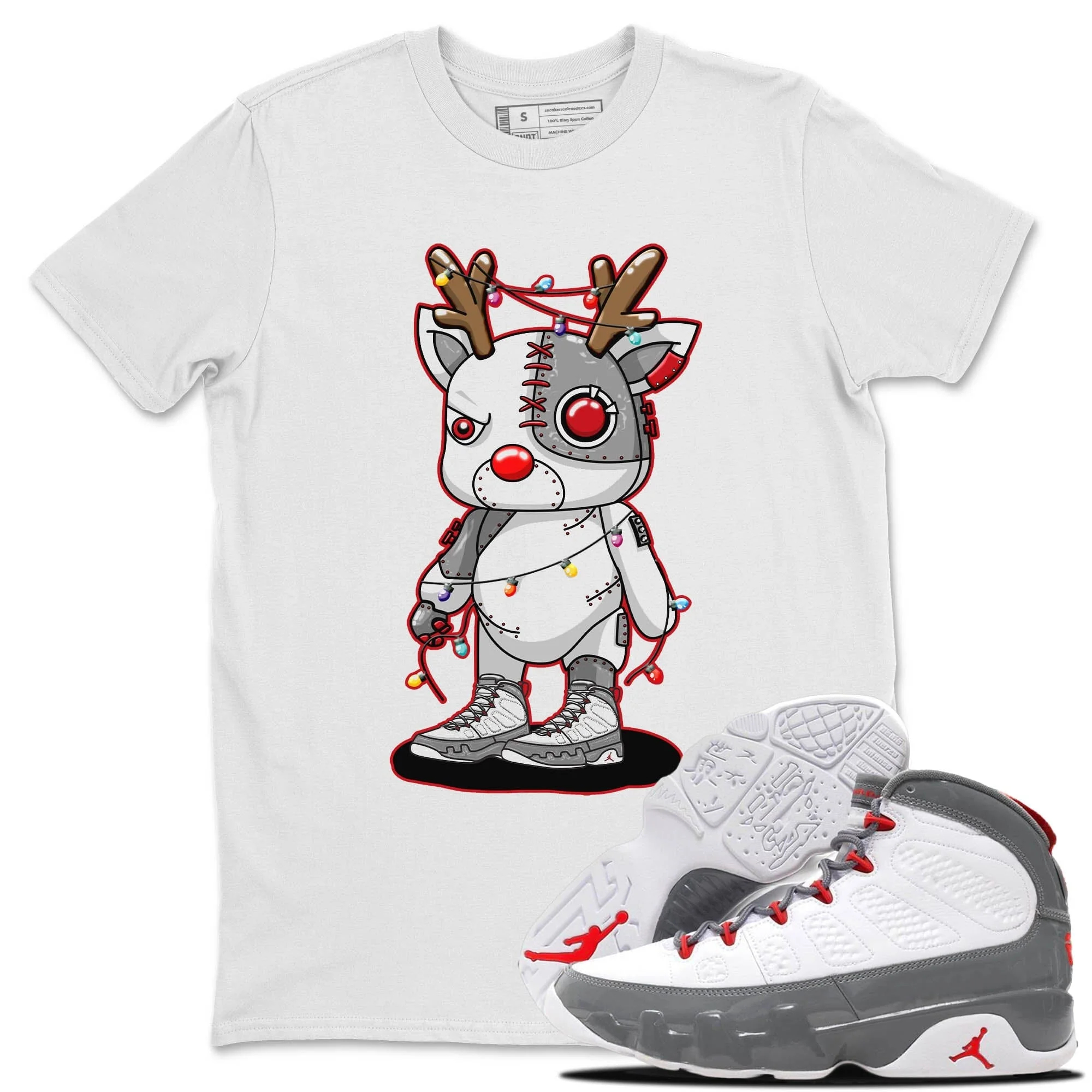 Cyborg Reindeer Unisex Tops - Air Jordan 9 Fire Red
