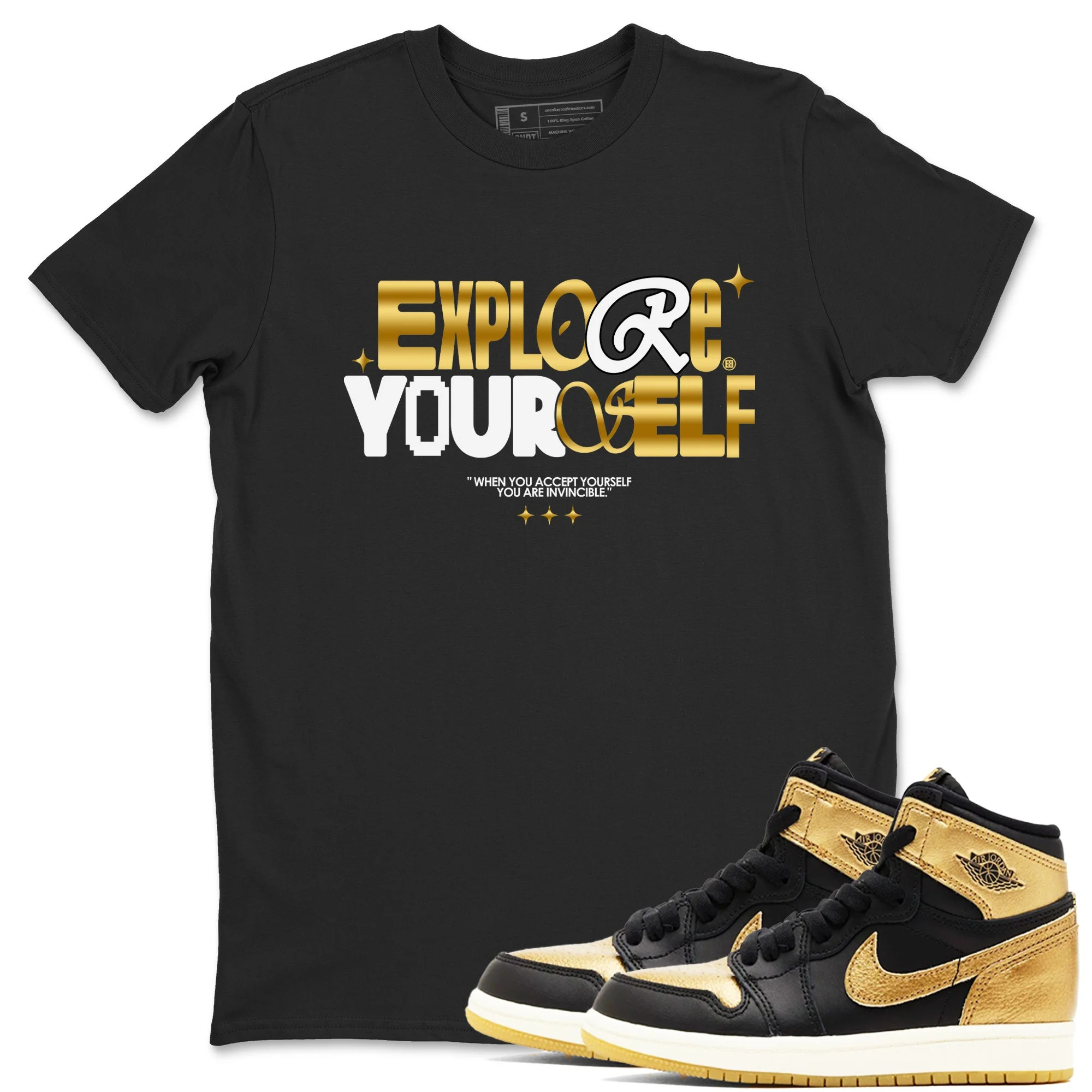 Explore Yourself Sneaker Tees - Air Jordan 1 Black Metallic Gold