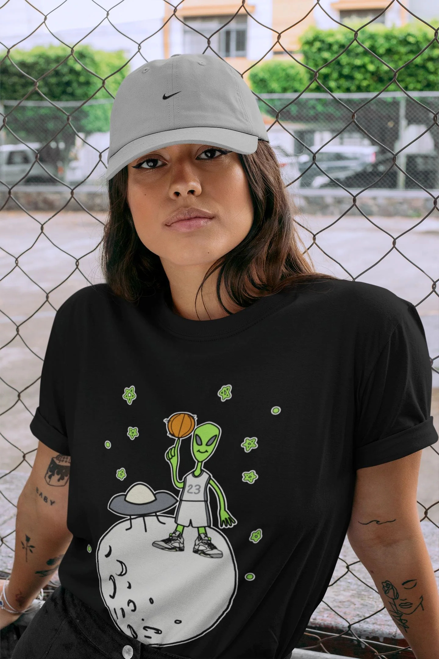 Basketball Alien Unisex Tops - Air Jordan 5 Green Bean