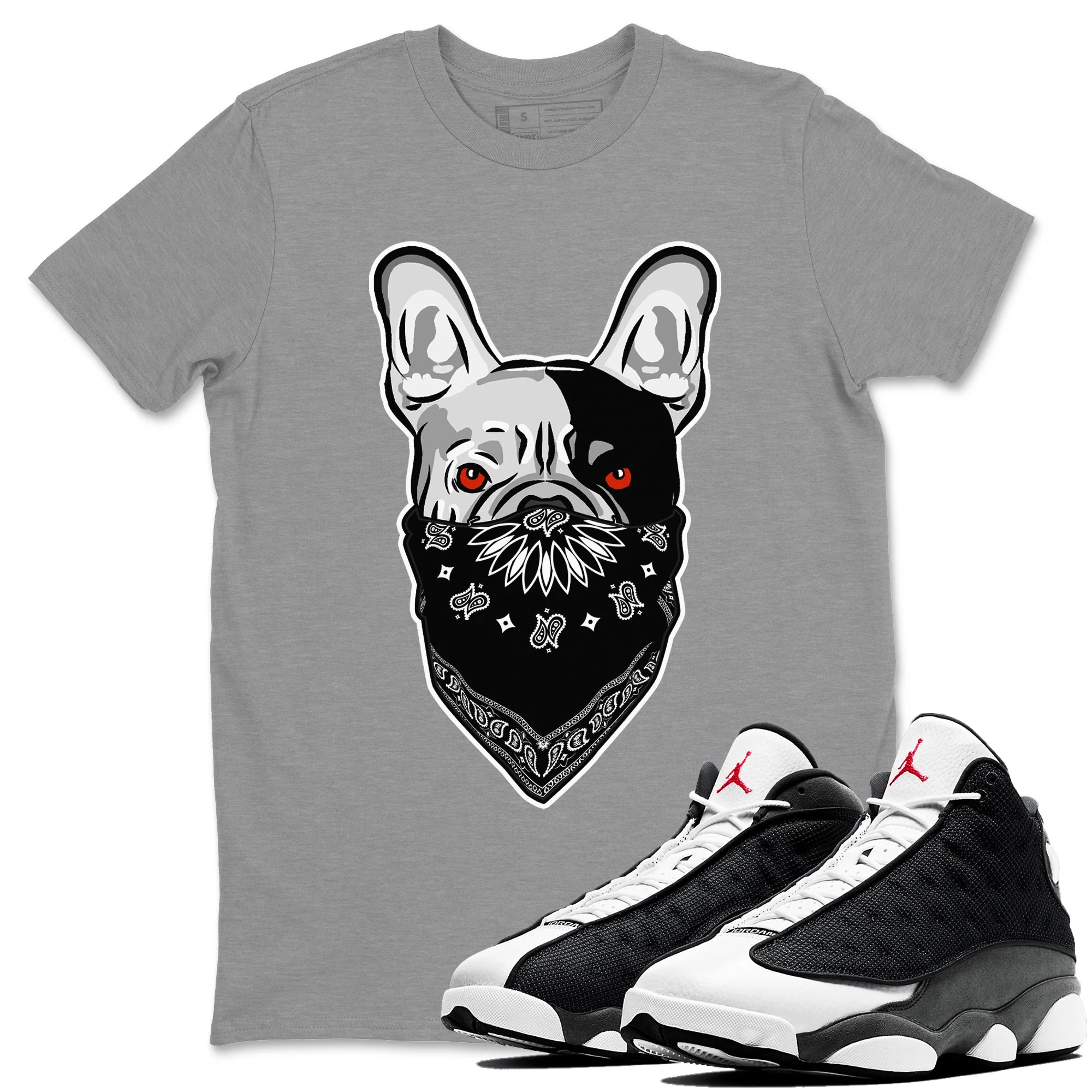 French Bulldog Bandana Unisex Tops - Air Jordan 13 Black Flint