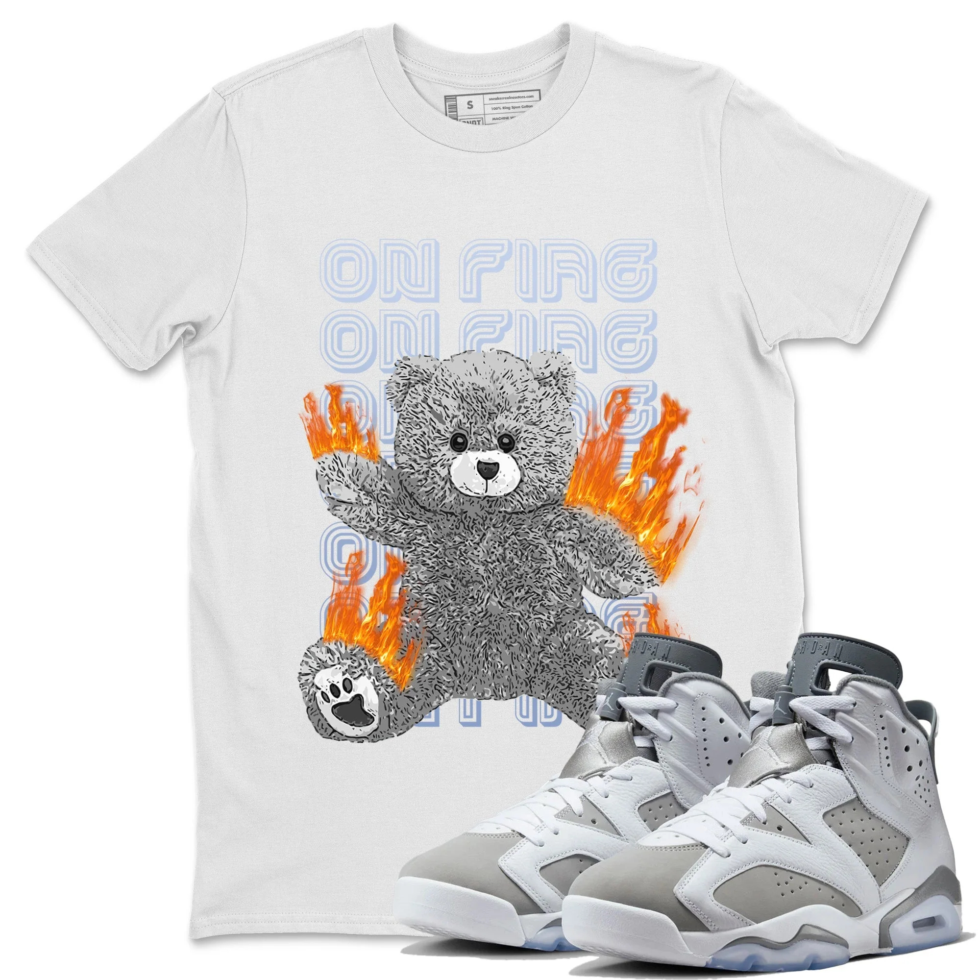 On Fire Bear Unisex Tops - Air Jordan 6 Cool Grey