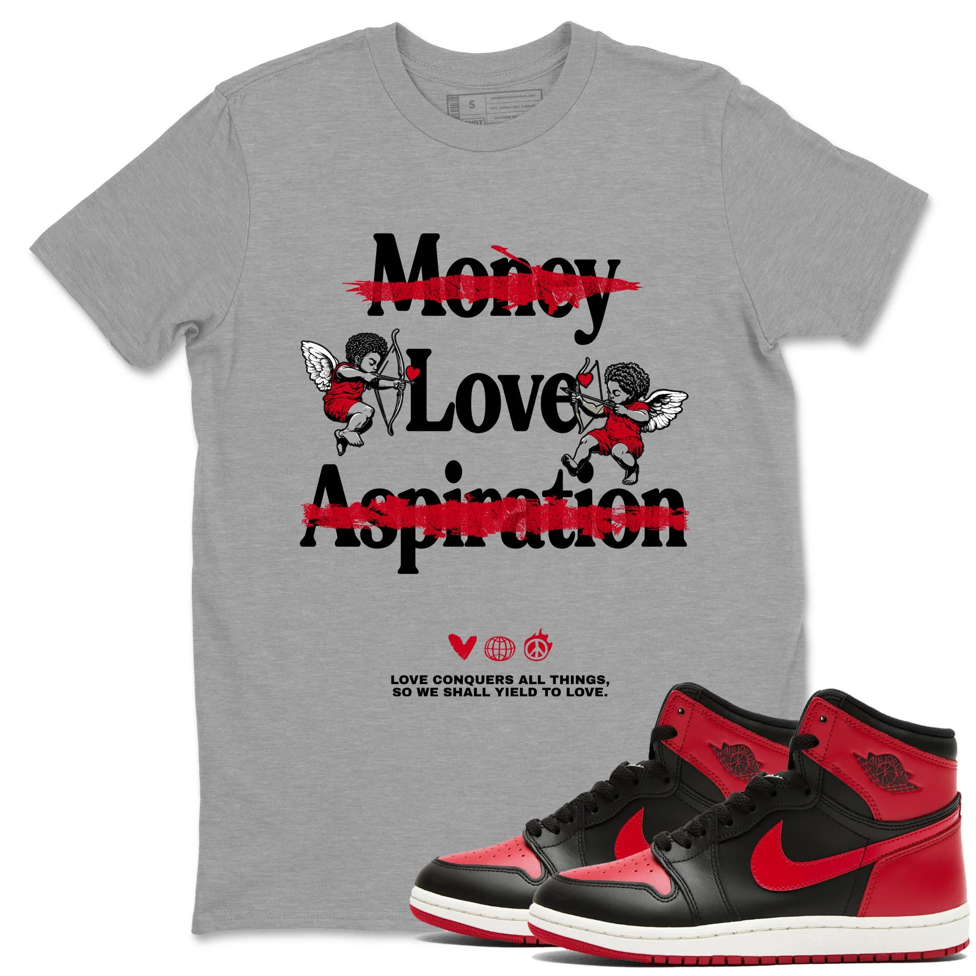 Love Conquers All Things Sneaker Tees - Air Jordan 1 '85 Bred