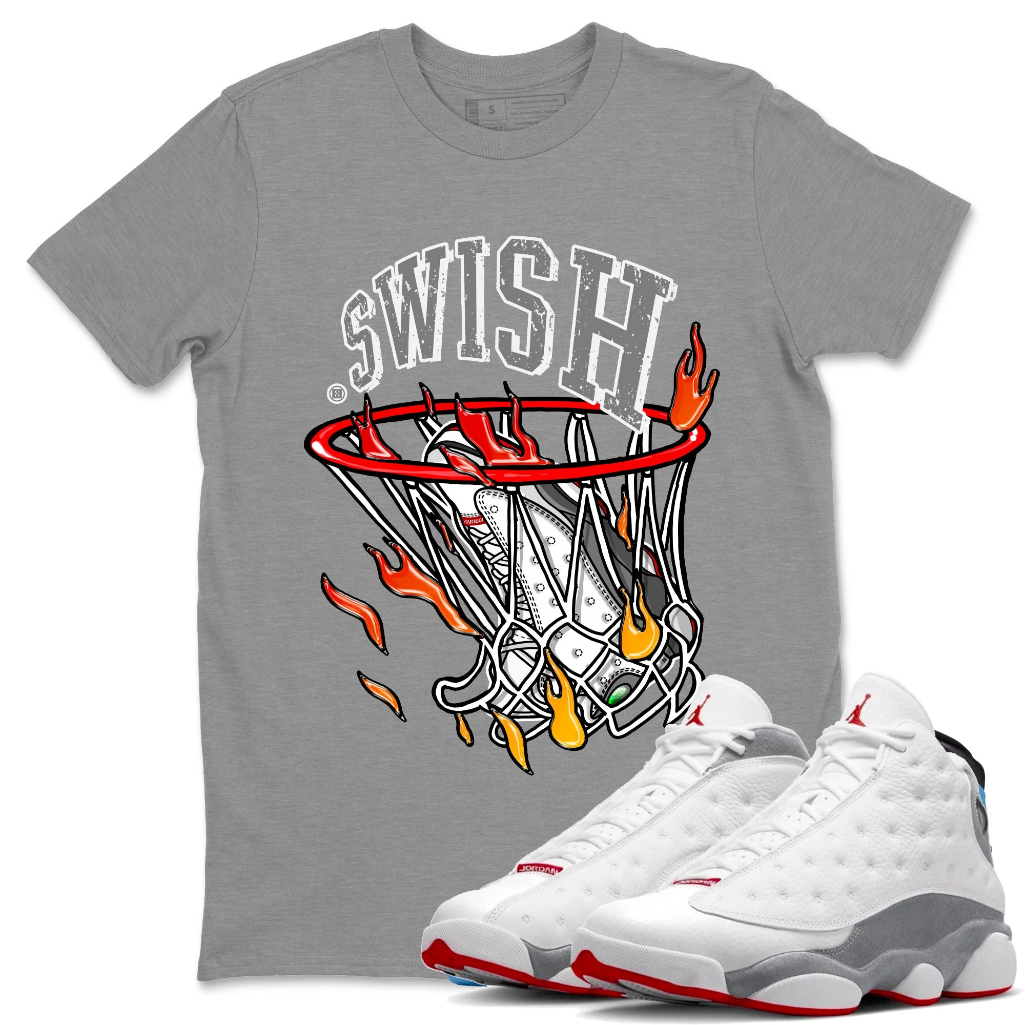 Basketball Hoop Unisex Tops - Air Jordan 13 Wolf Grey
