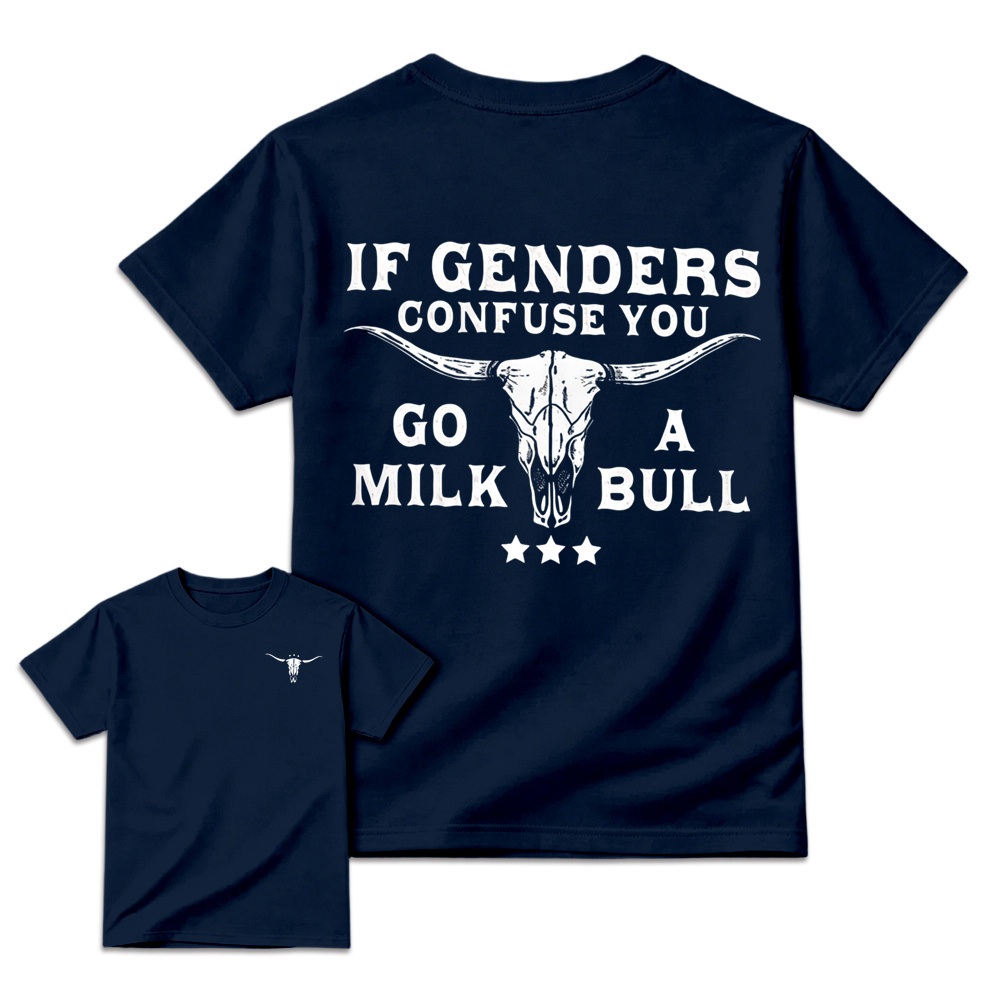Retro Distressed Bull Skull Art Graphic Tee Unisex Western Back Print T-Shirt