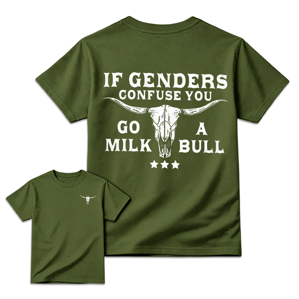 Retro Distressed Bull Skull Art Graphic Tee Unisex Western Back Print T-Shirt