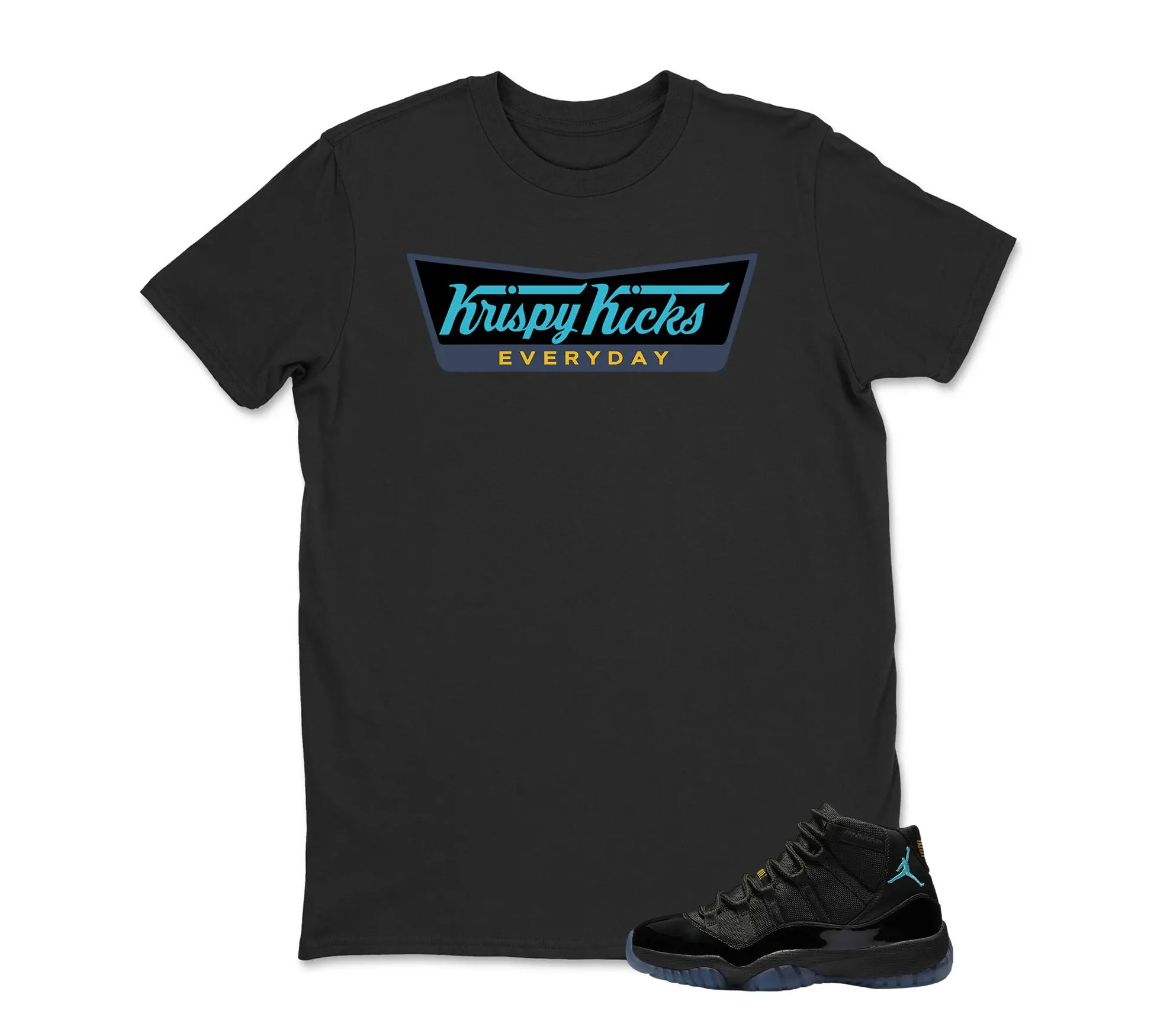Jordan 11 Gamma Matching Sneaker Tee Shirt Black - Krispy Kicks Sneaker Shirt , Unisex Shirt Match Sneaker