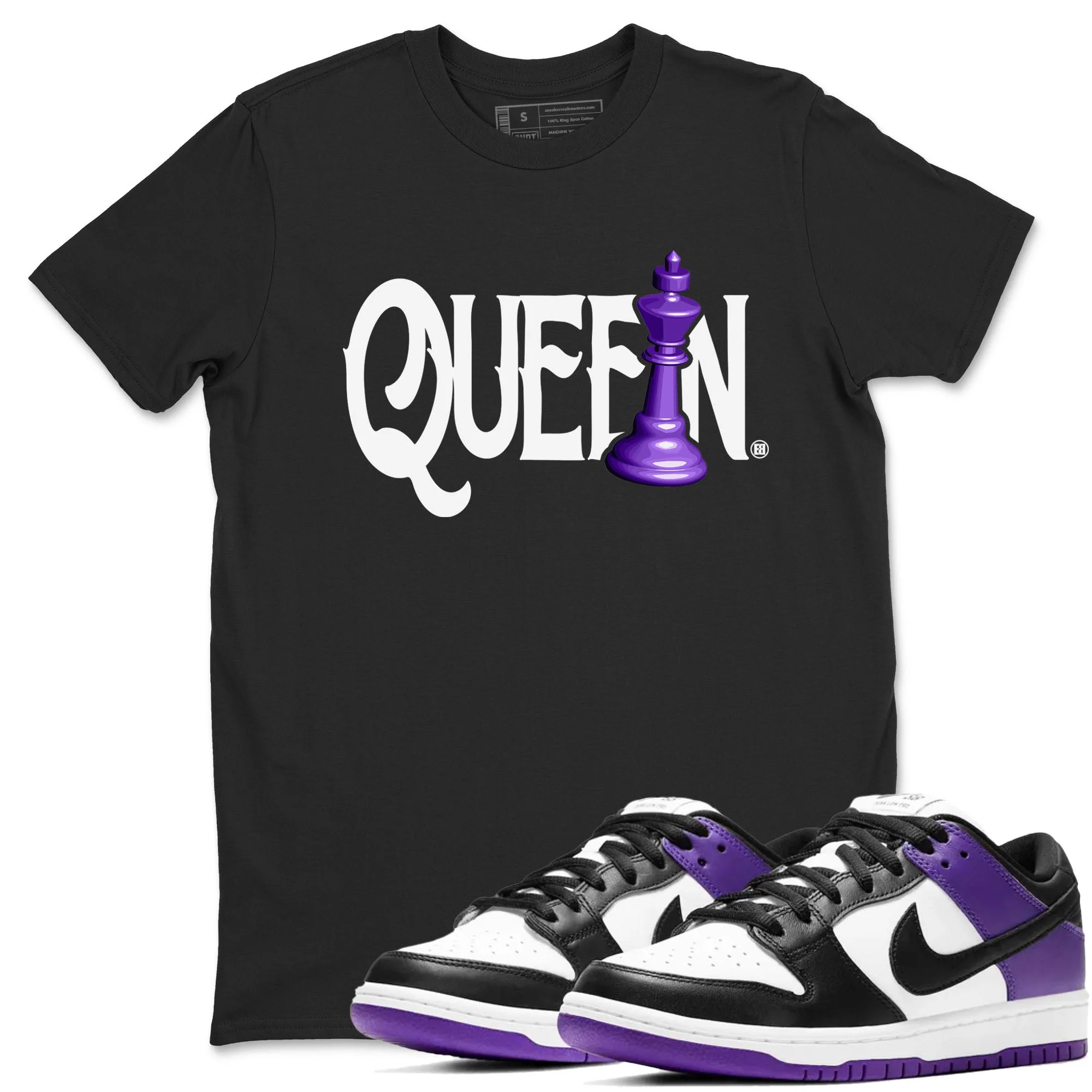 Chess Queen Sneaker Tees - Dunk Low Court Purple