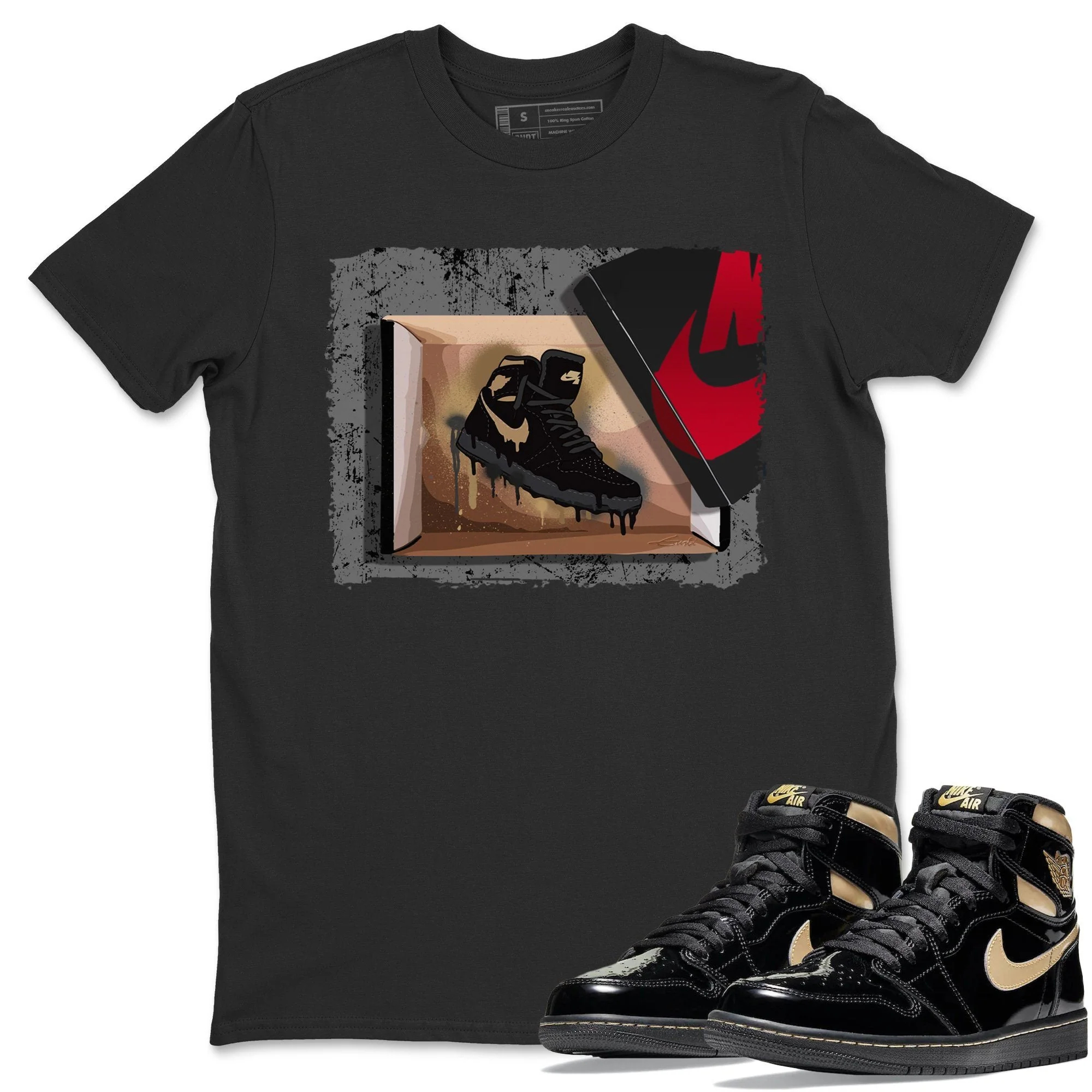 New Kicks Unisex Tops - Air Jordan 1 Black Metallic Gold