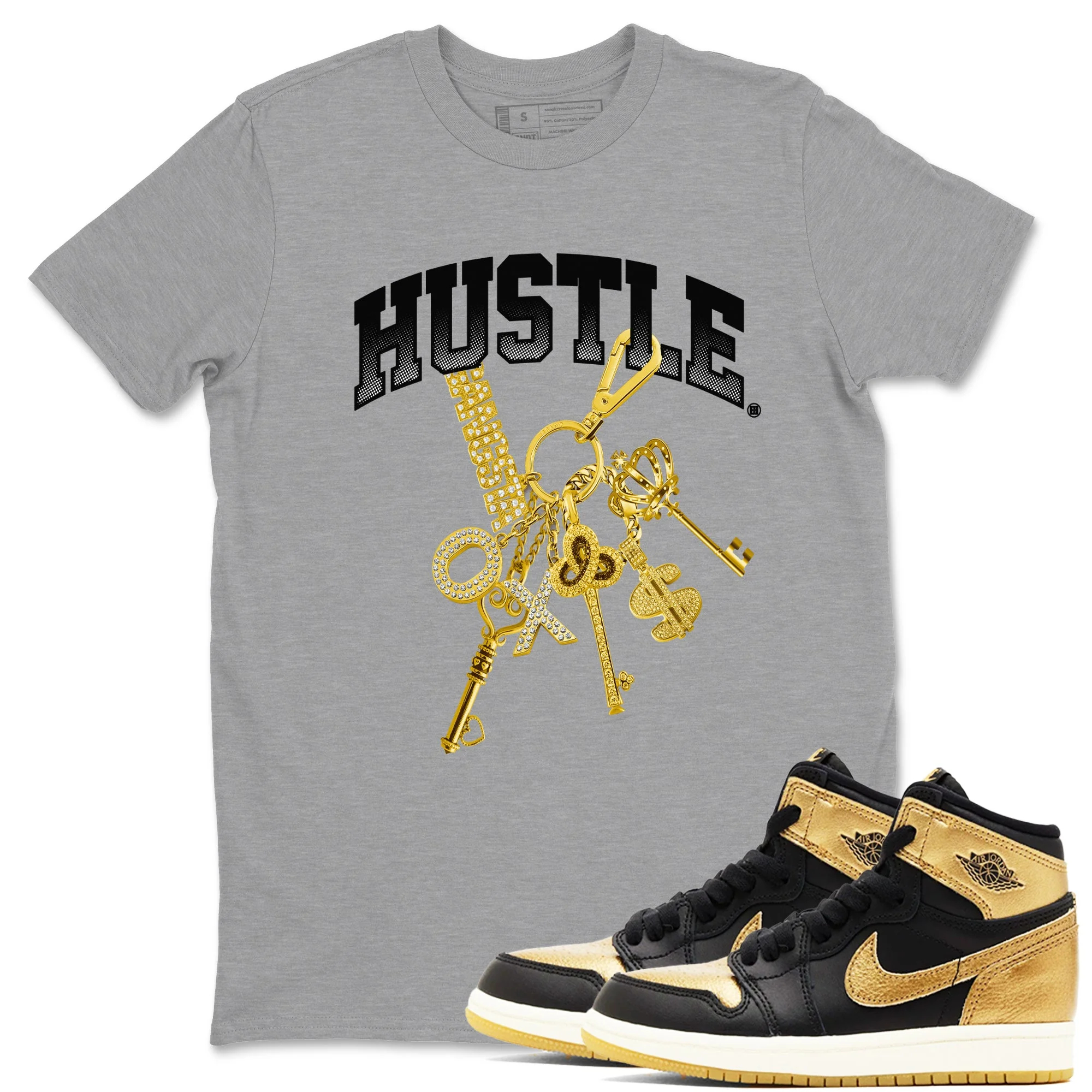 Gold Hustle Sneaker Tees - Air Jordan 1 Black Metallic Gold