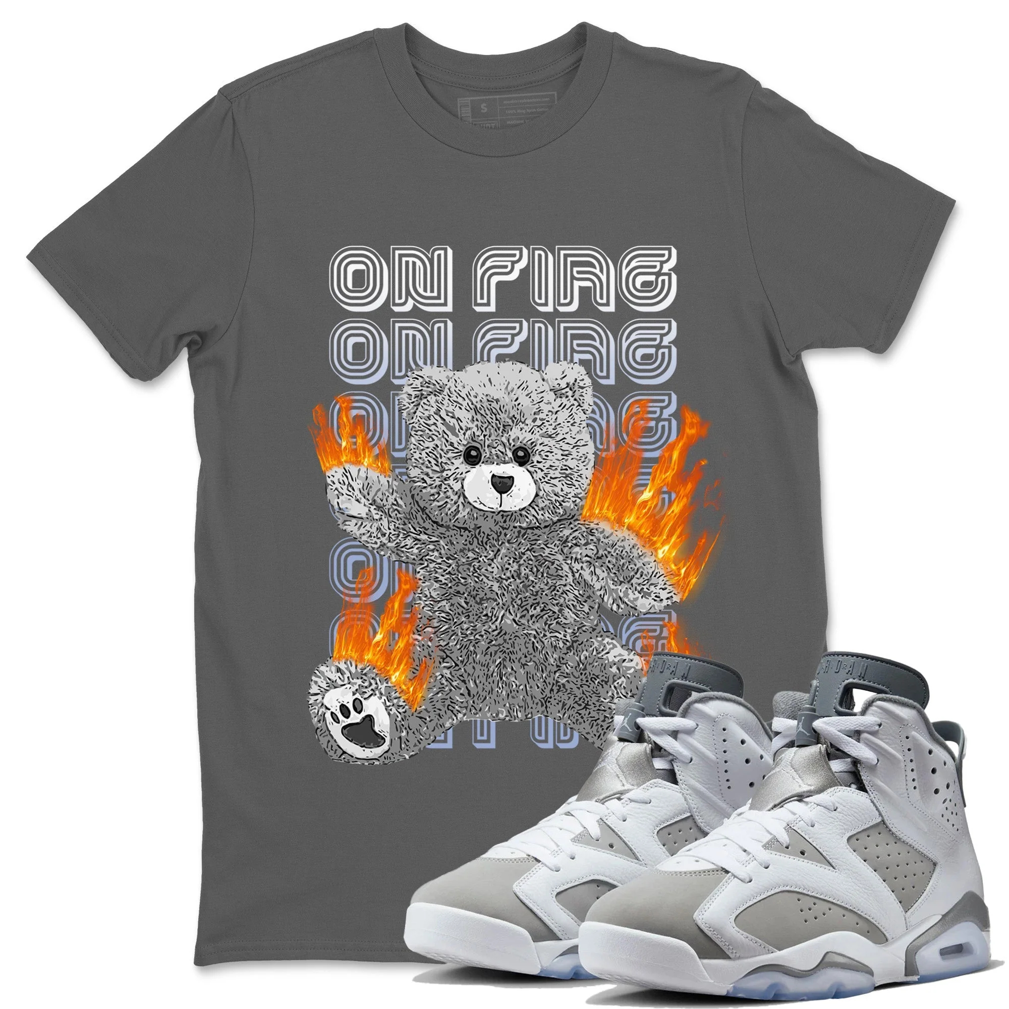 On Fire Bear Unisex Tops - Air Jordan 6 Cool Grey