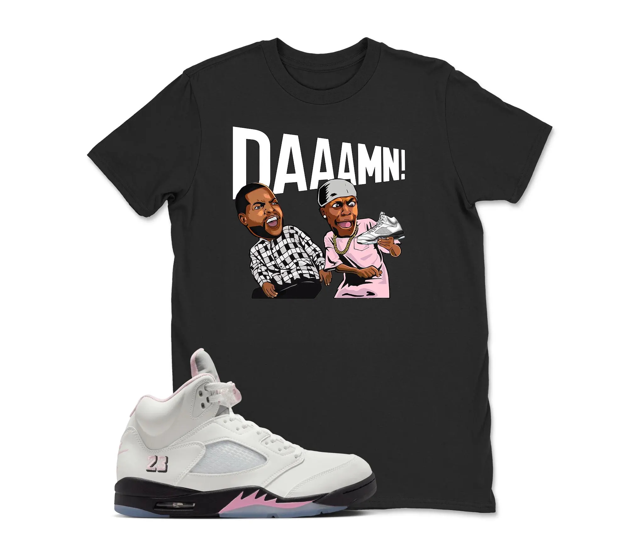 Shirt To Match Retro 5 Soft Pink AJ5 - Damn Meme Friday Sneaker Tees, AJ 5 35th Anniversary T-Shirt , Unisex Shirt Match Sneaker