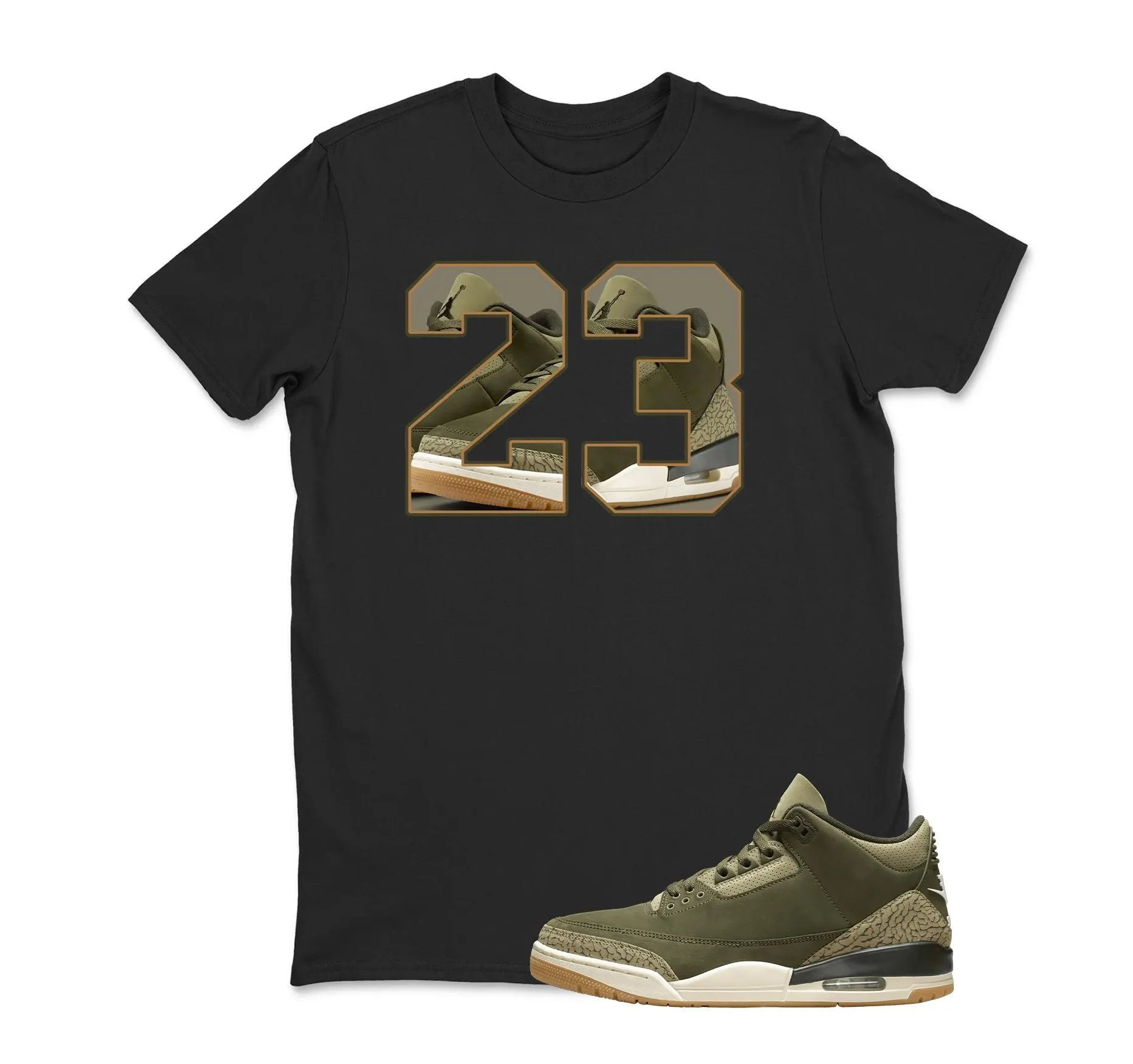 Shirt To Match Jordan 3 Olive, Jordan 3 Family Affair Medium Olive Matching Sneaker Tee Shirt, Sneaker Graphic Tee, Sneaker Match, AJ3s