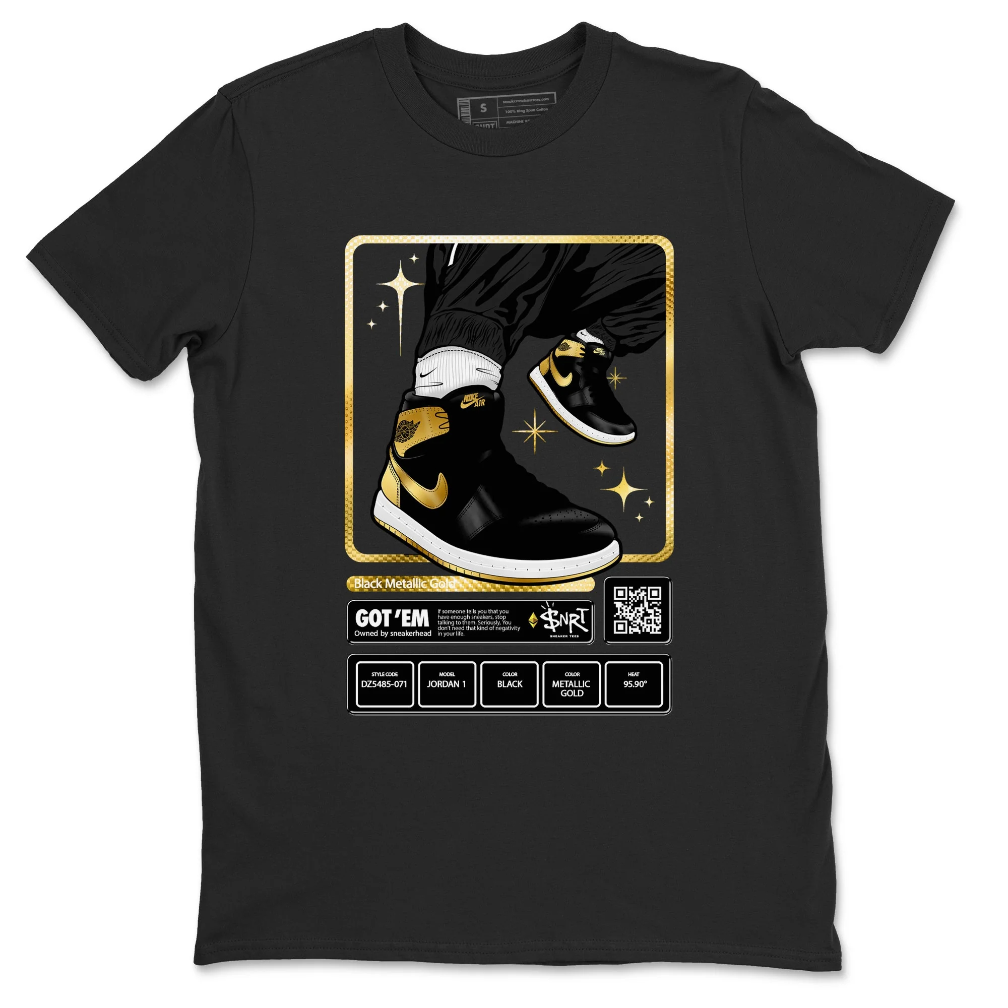 Sneaker Trading Card Sneaker Tees - Air Jordan 1 Black Metallic Gold