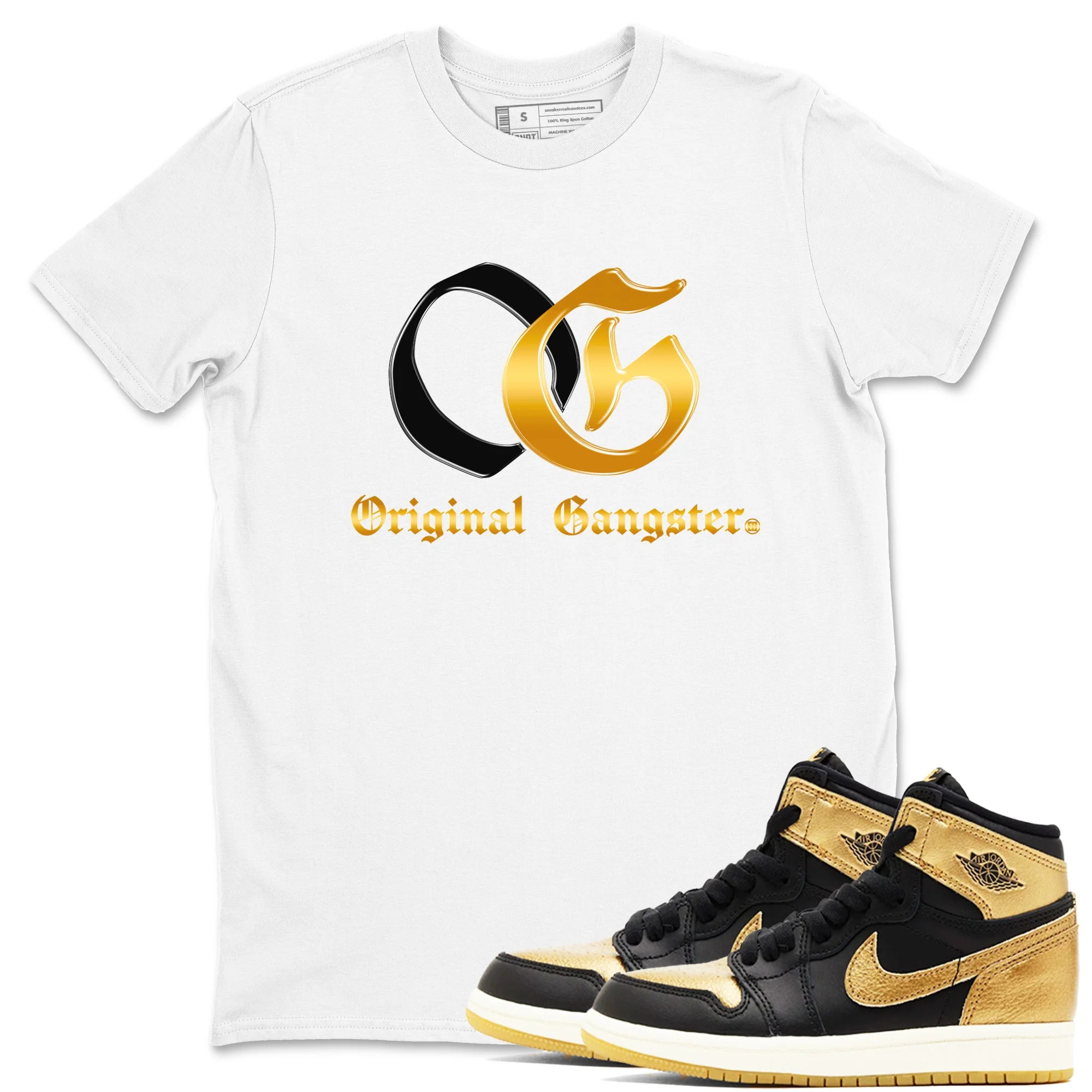 OG Original Gangster Sneaker Tees - Air Jordan 1 Black Black Metallic Gold