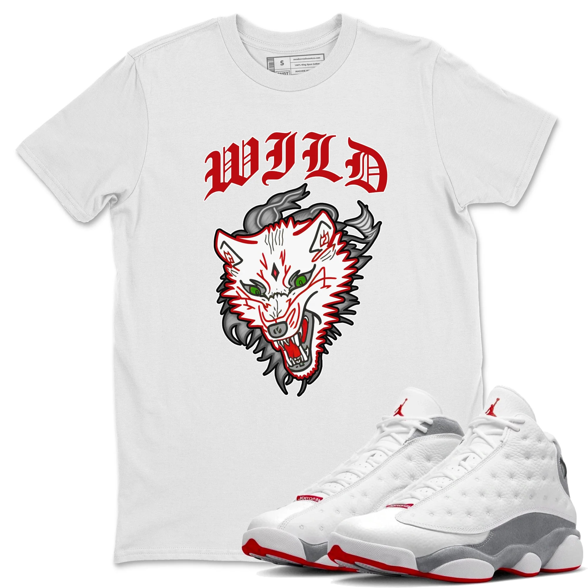 Wild Animal Unisex Tops - Air Jordan 13 Wolf Grey