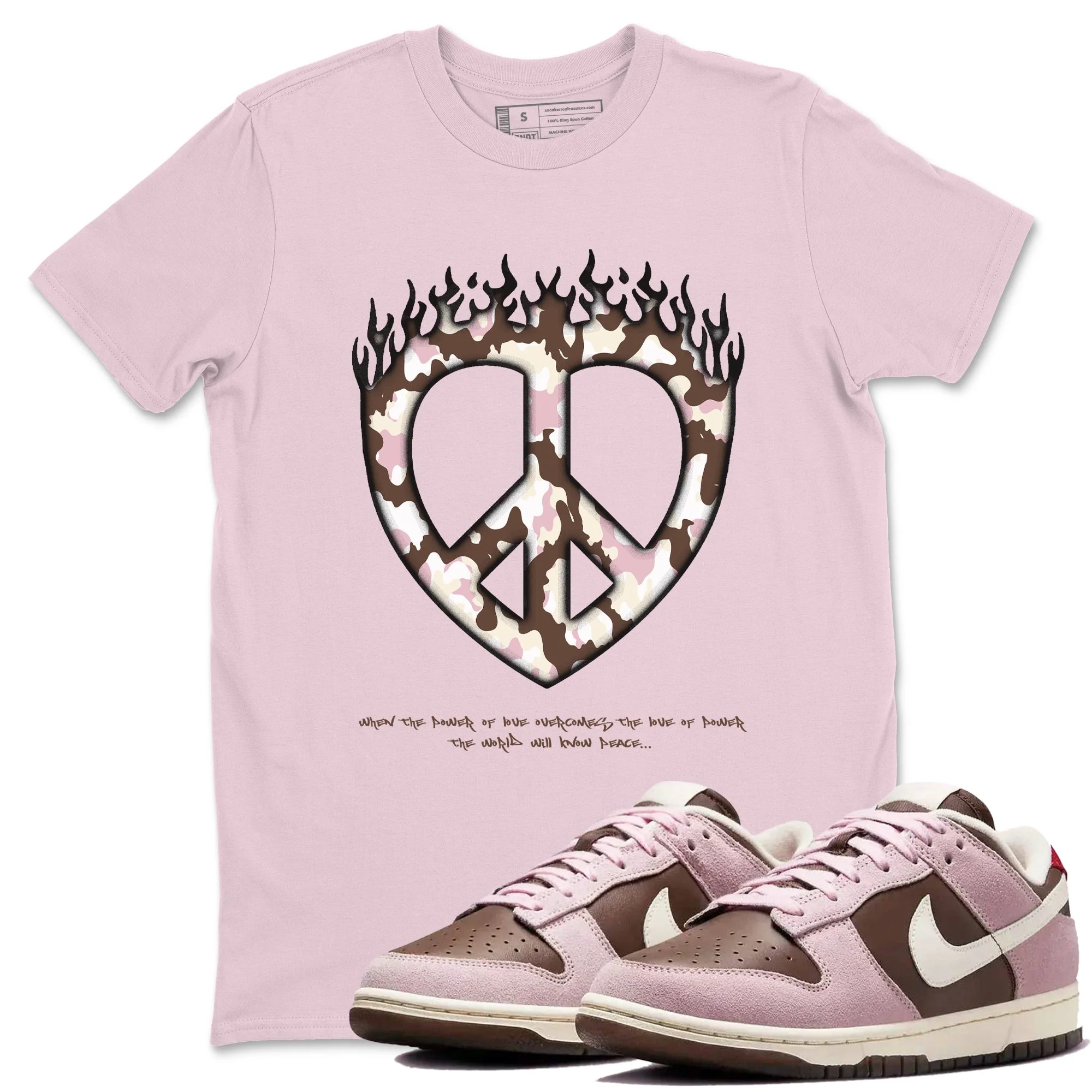 Love Peace Sneaker Tees - Dunk Cacao Wow And Pink Foam
