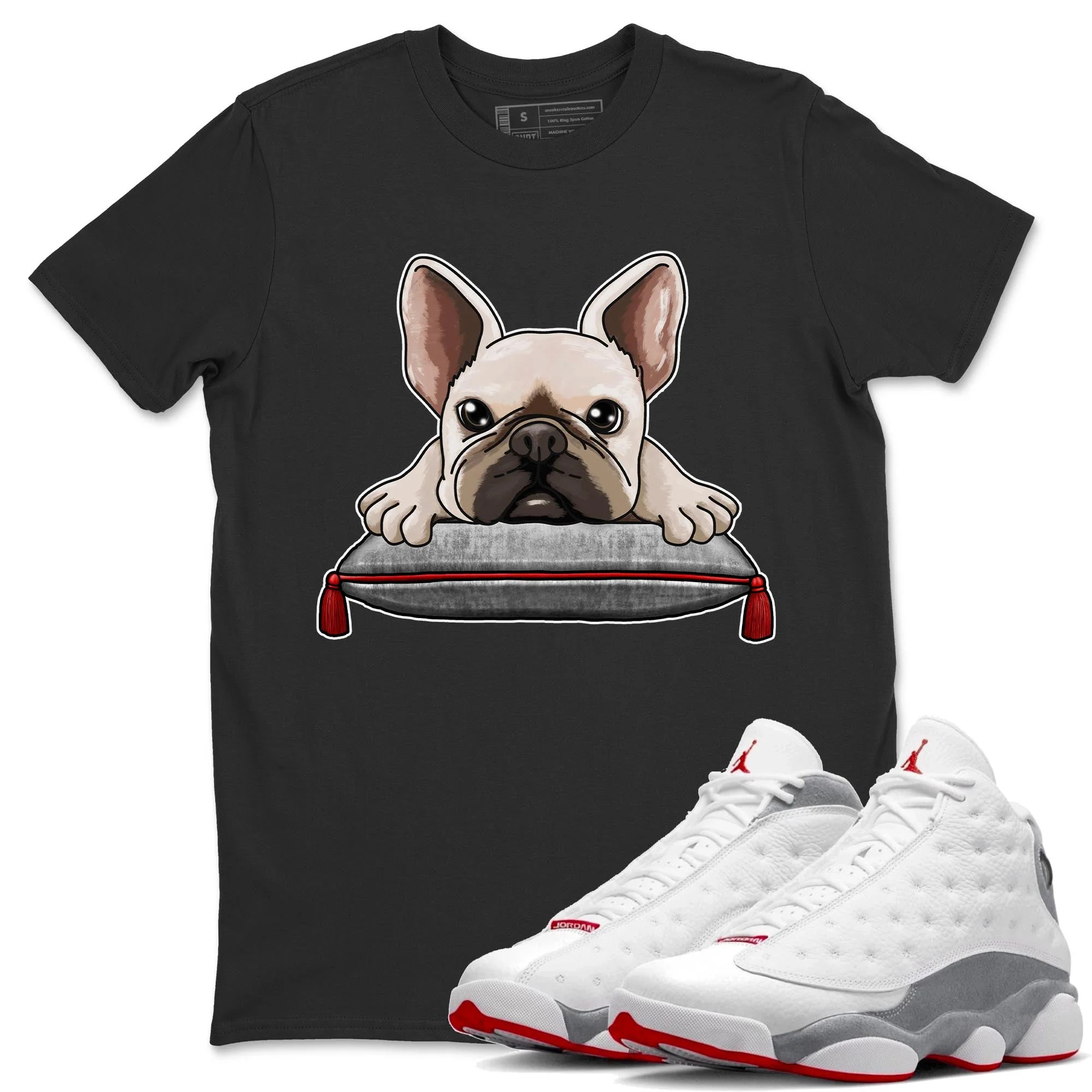 French Bulldog Unisex Tops - Air Jordan 13 Wolf Grey