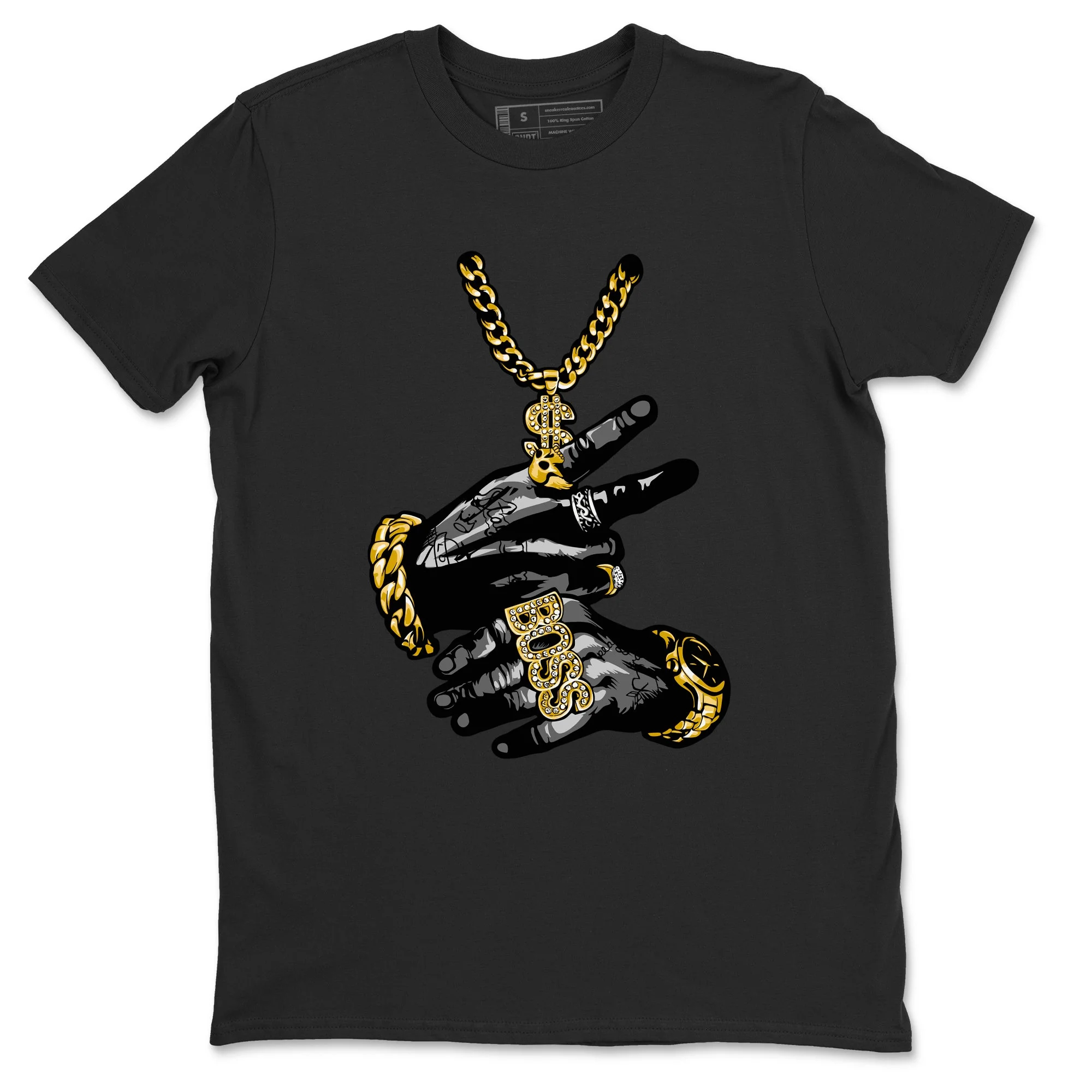 Tattoo Hands Sneaker Tees - Air Jordan 1 Black Metallic Gold