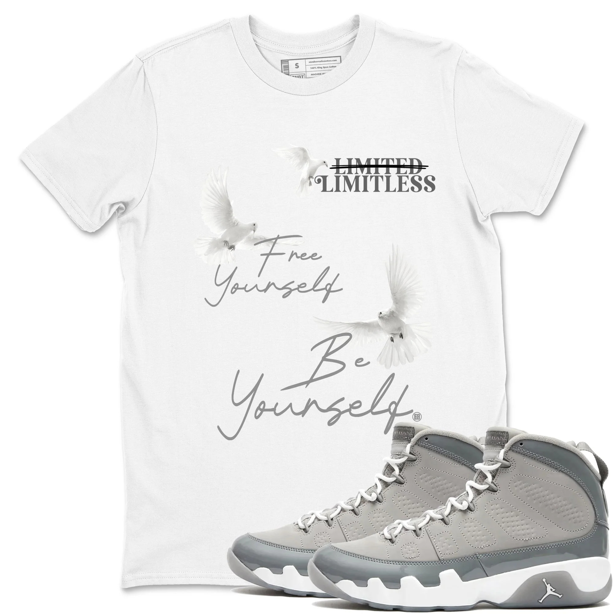 Free Yourself Be Yourself Sneaker Tees - Air Jordan 9 Cool Grey
