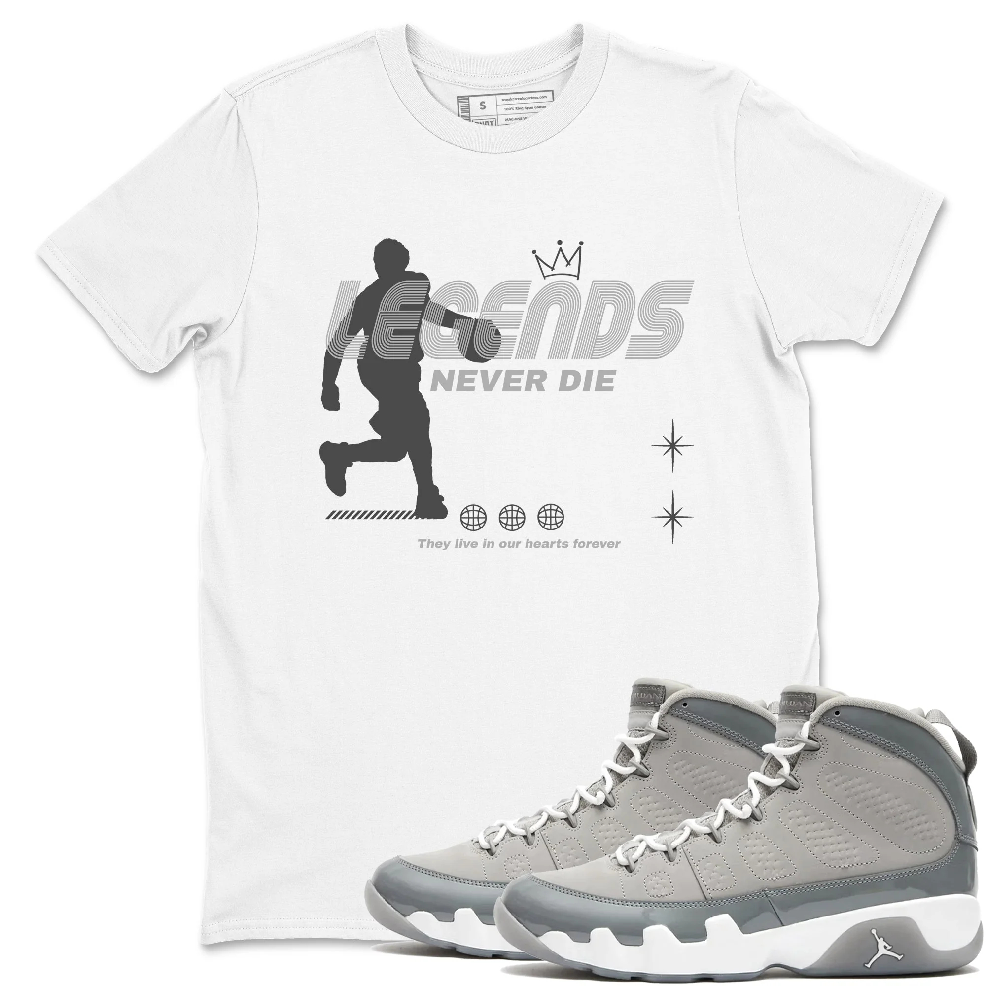 Legends Never Die Sneaker Tees - Air Jordan 9 Cool Grey
