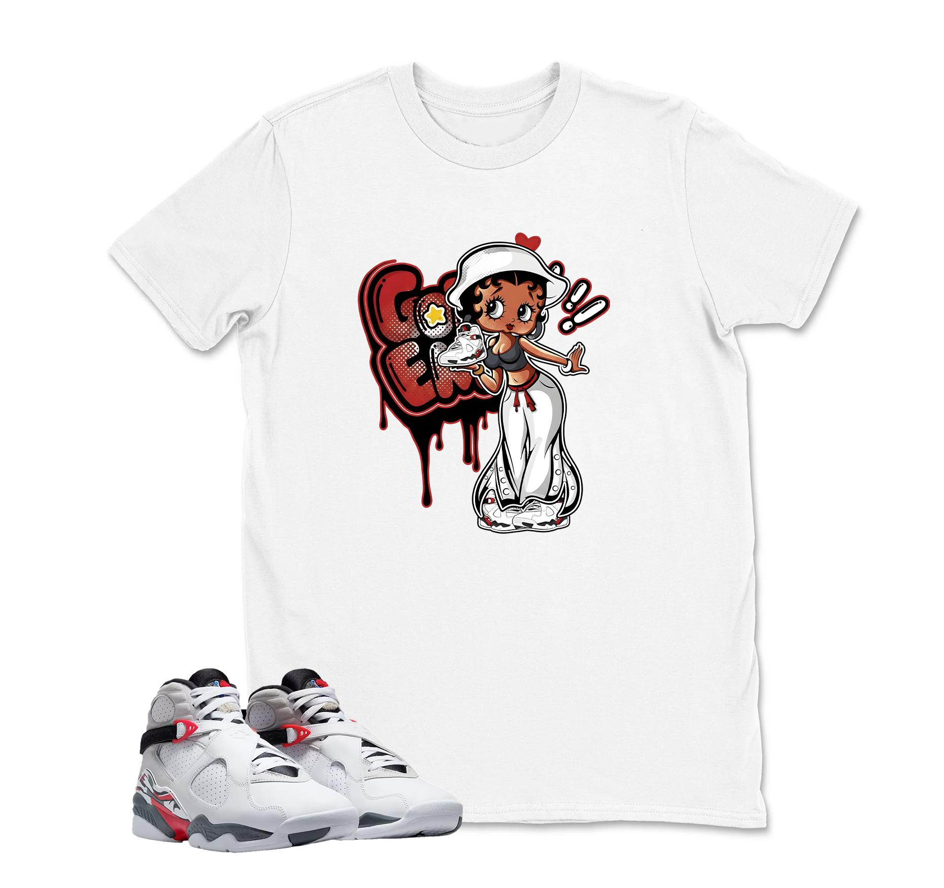 Jordan 8 White True Red Sneaker Match tee Shirt White Betty , AJ8 Bugs Sneaker Matching Shirt