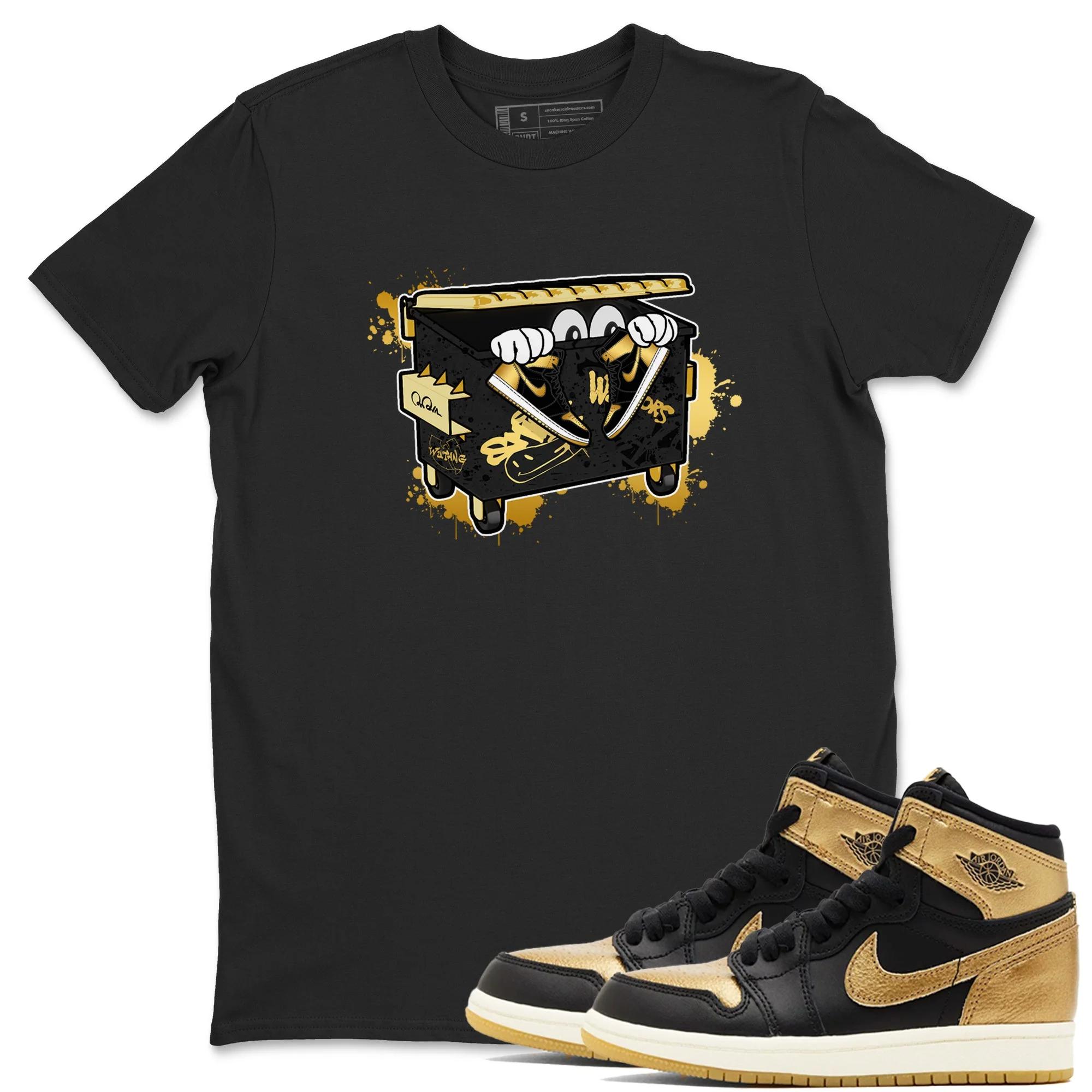 Kick Trash Sneaker Tees - Air Jordan 1 Black Metallic Gold