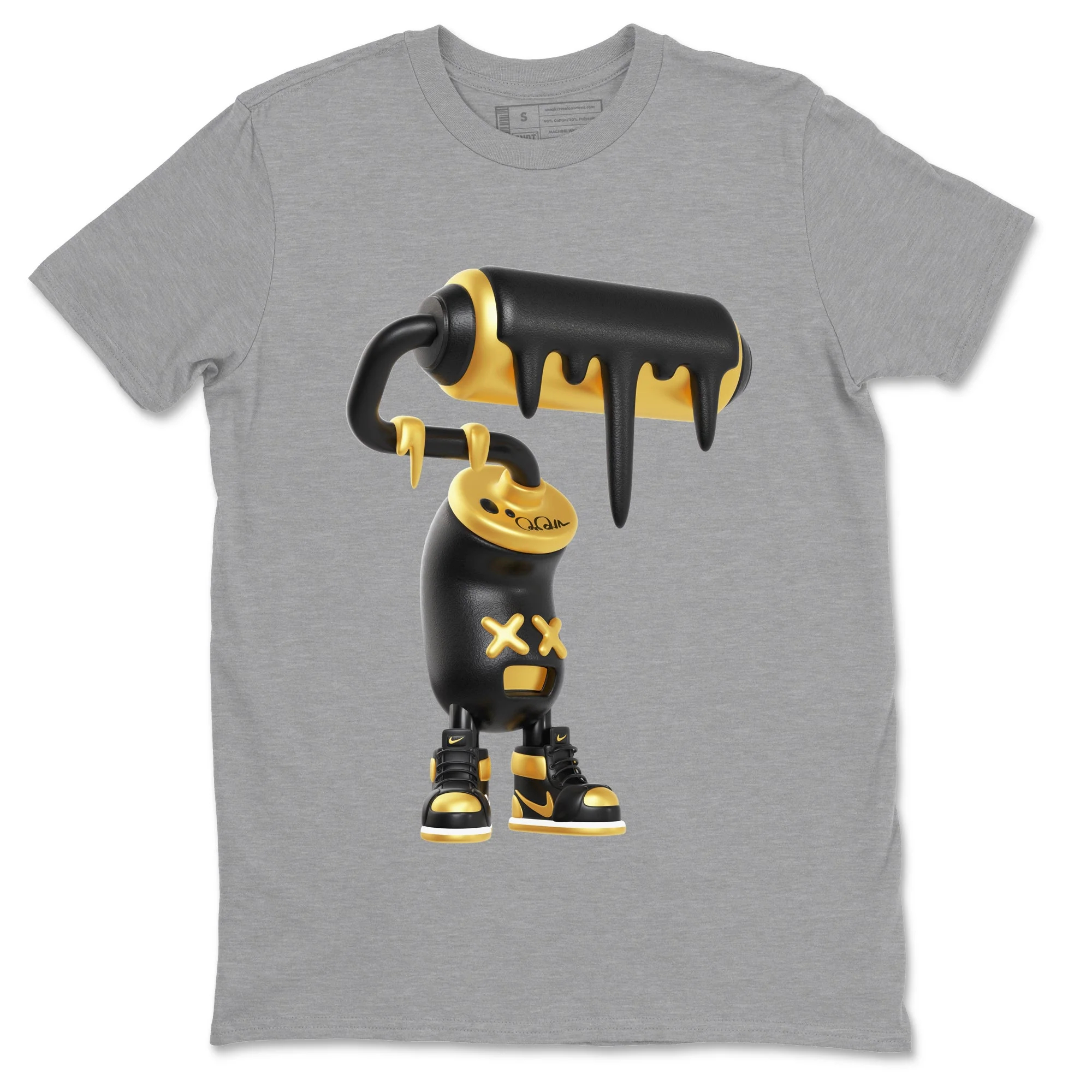 3D Paint Roller Sneaker Tees - Air Jordan 1 Black Metallic Gold