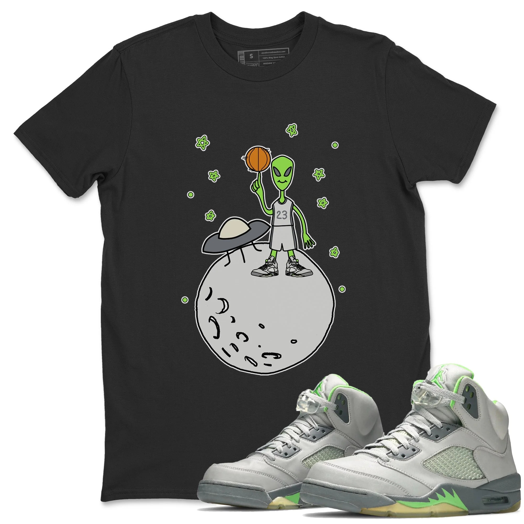 Basketball Alien Unisex Tops - Air Jordan 5 Green Bean