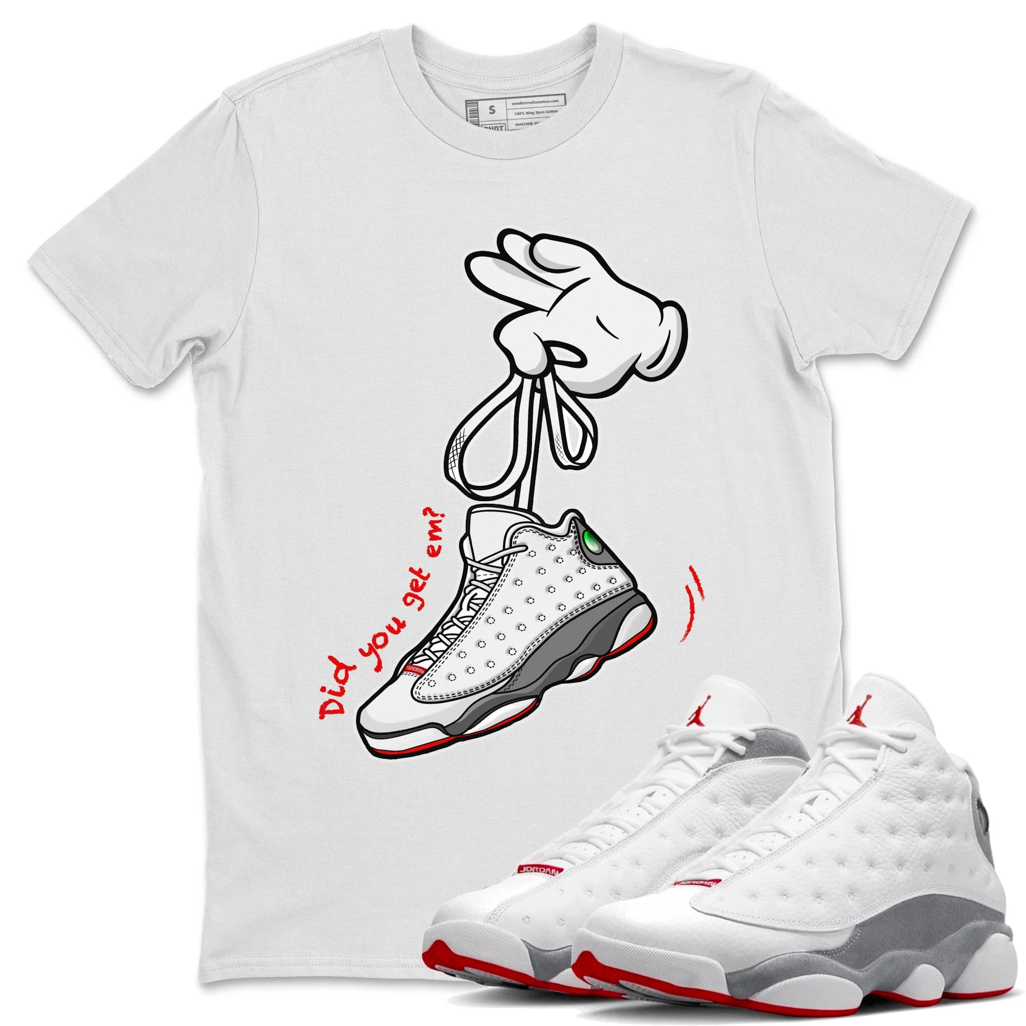 Cartoon Hands Unisex Tops - Air Jordan 13 Wolf Grey