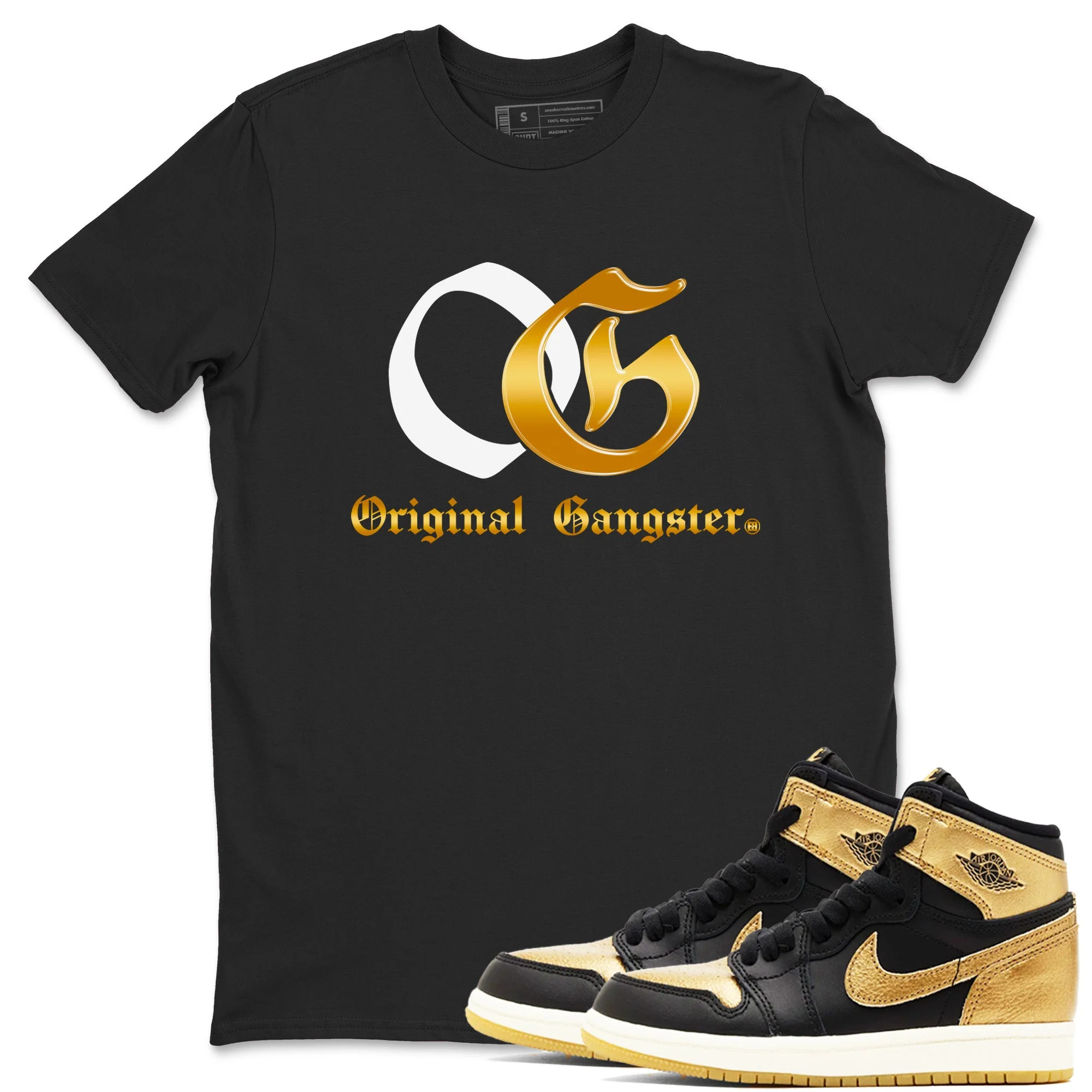 OG Original Gangster Sneaker Tees - Air Jordan 1 Black Black Metallic Gold