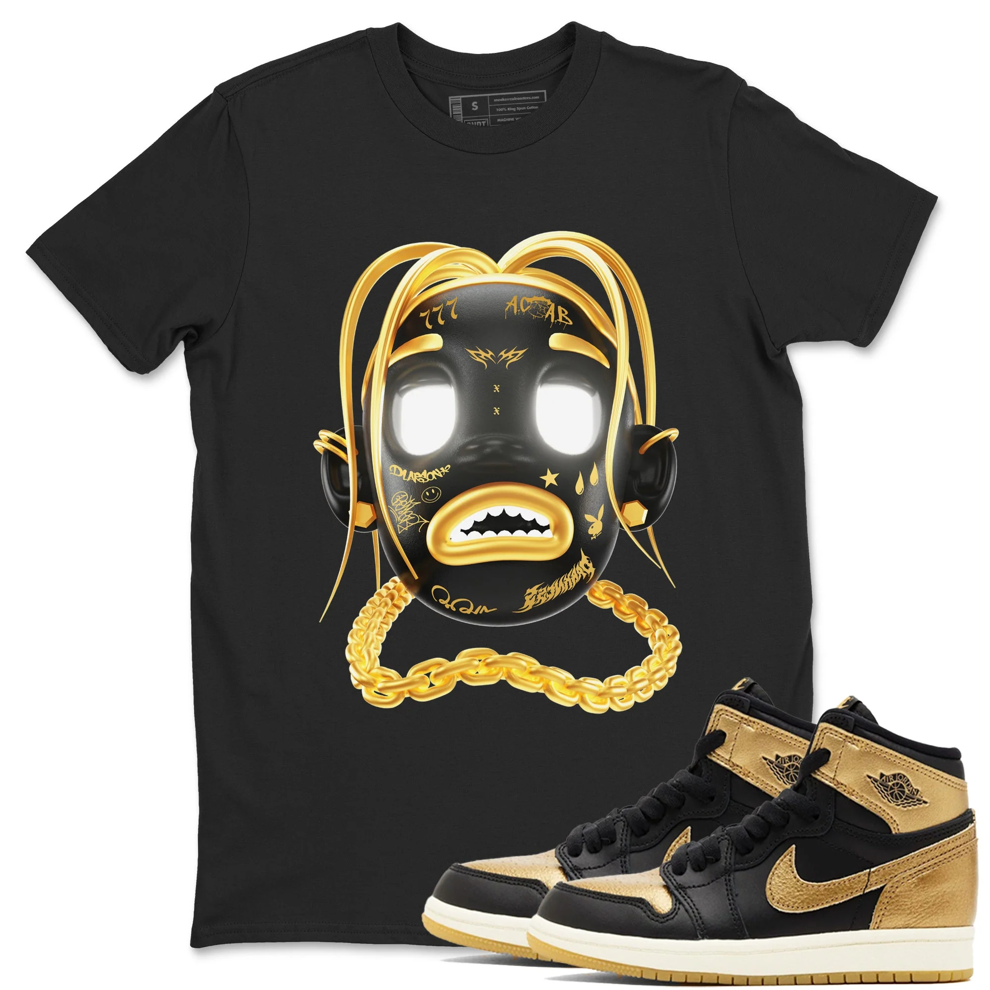 Goosebumps Boy Sneaker Tees - Air Jordan 1 Black Metallic Gold