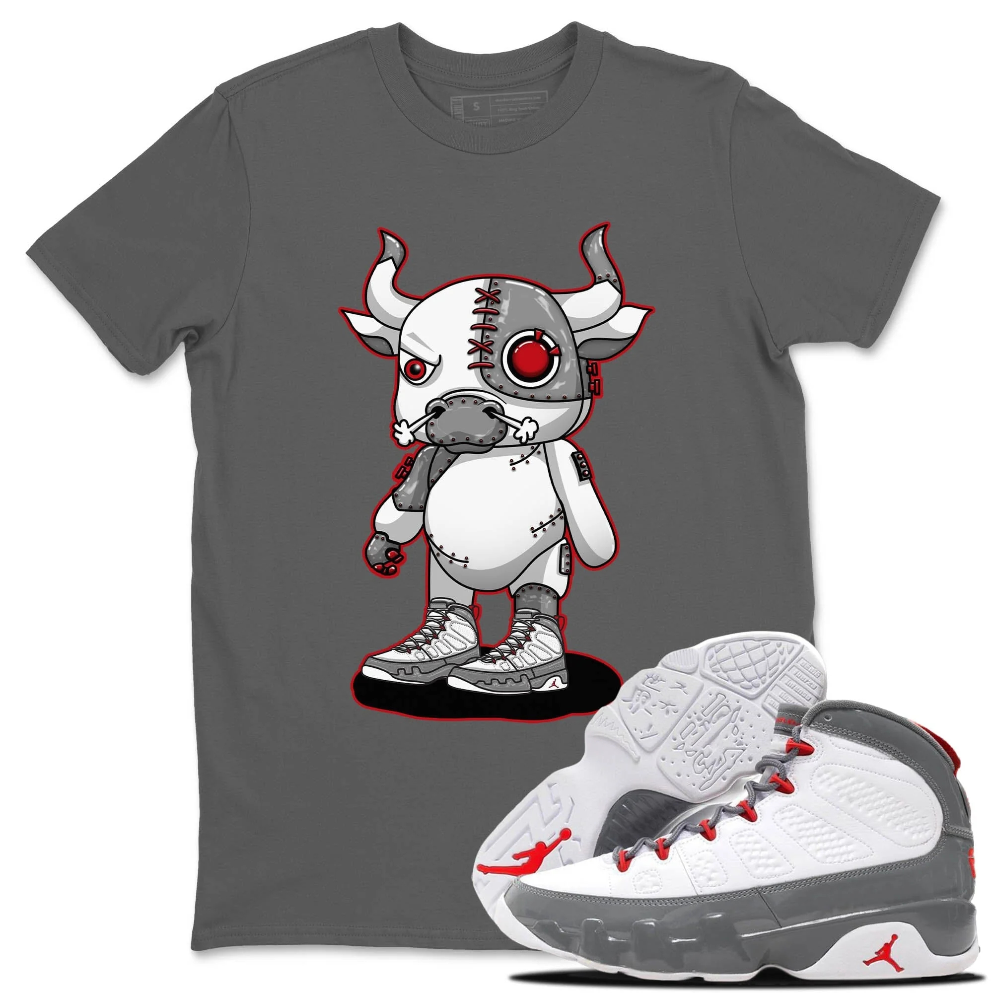 Cyborg Bull Unisex Tops - Air Jordan 9 Fire Red