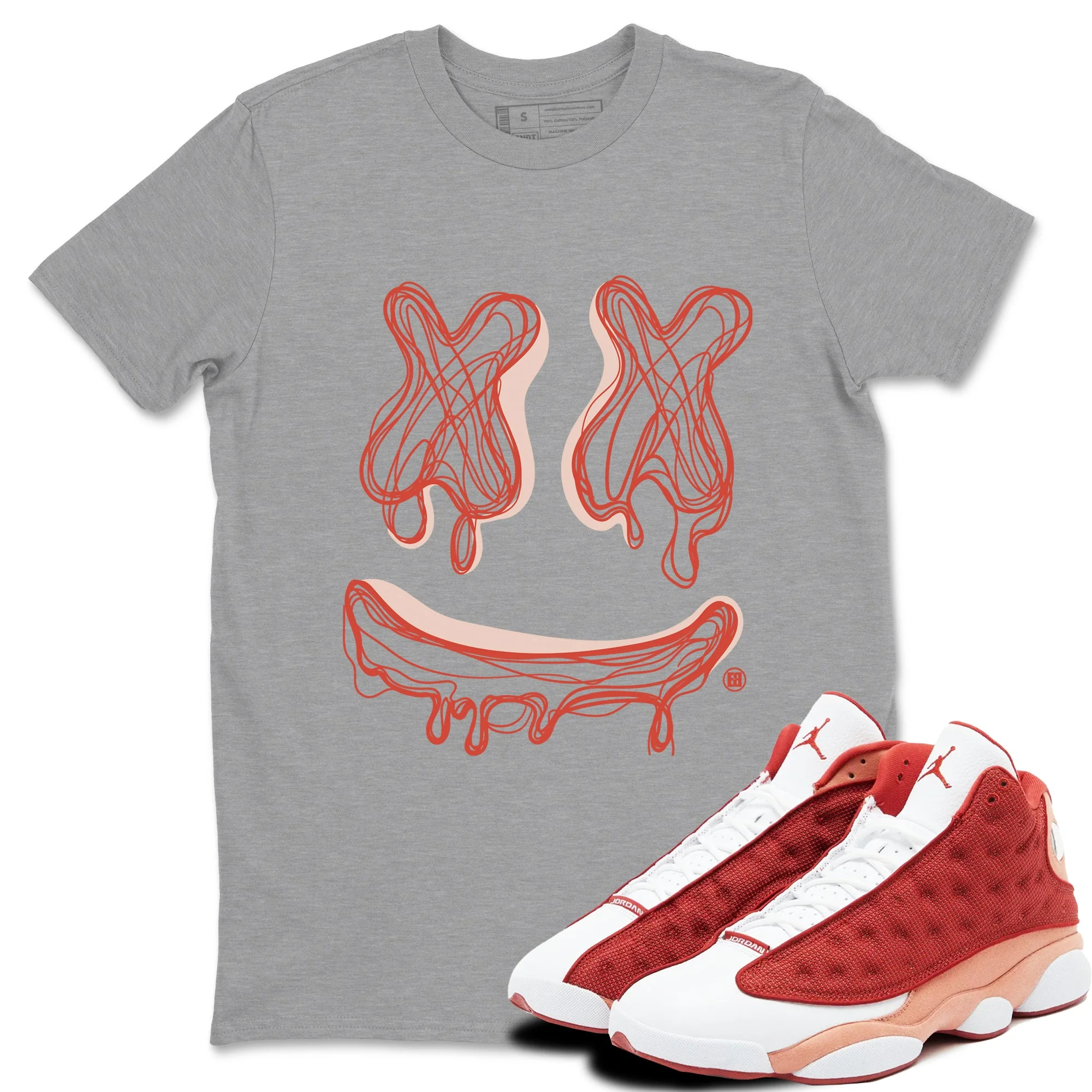 Smile Doodle Sneaker Tees - Air Jordan 13 Dune Red