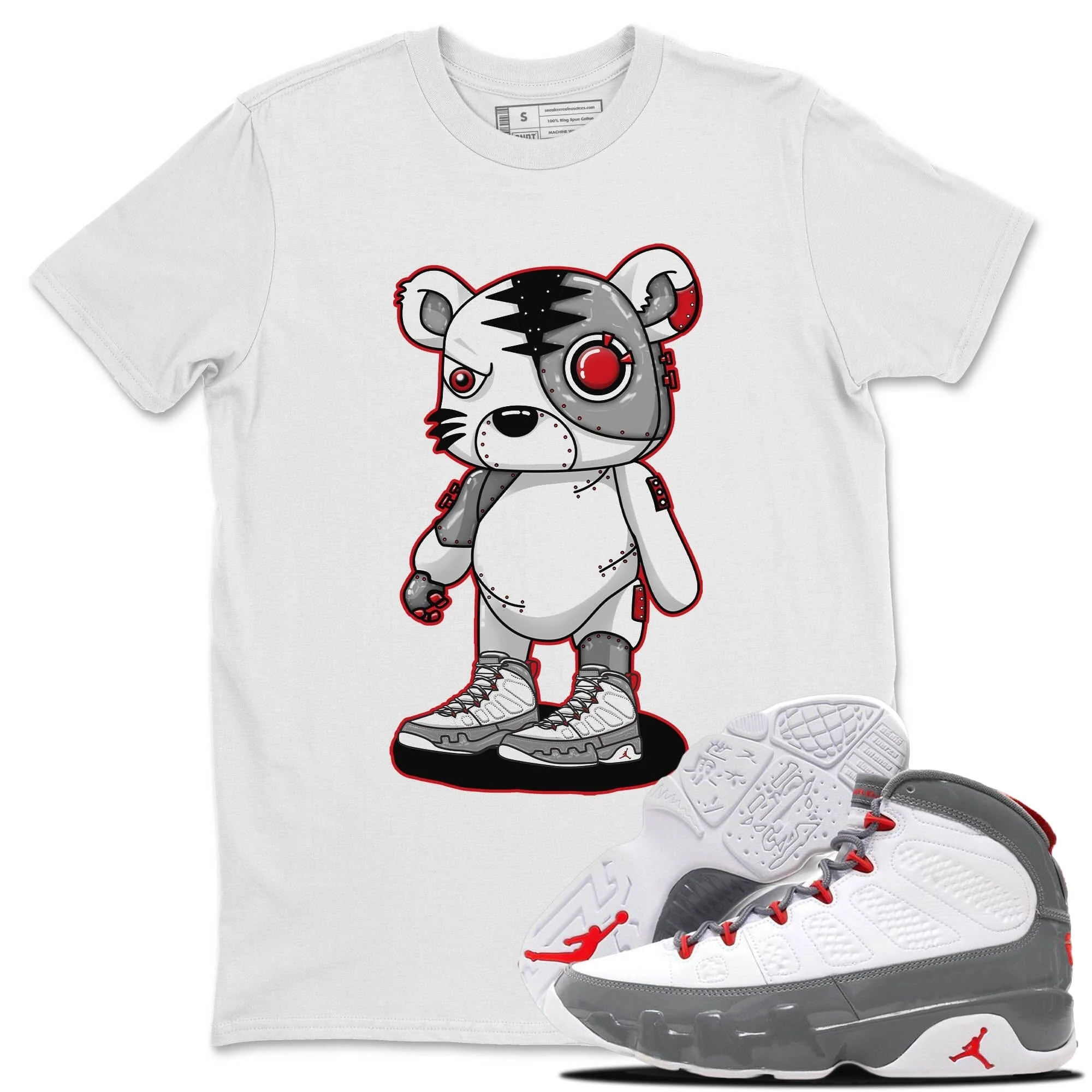 Cyborg Tiger Unisex Tops - Air Jordan 9 Fire Red