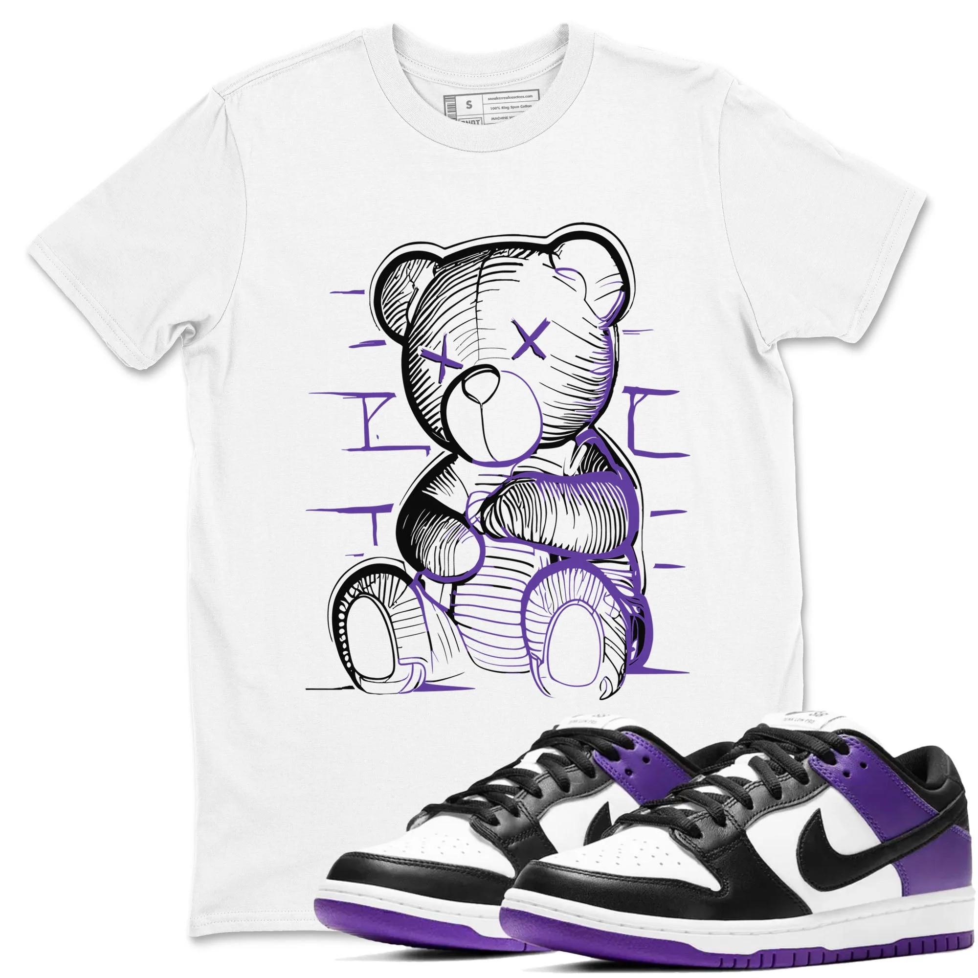 Neon Bear Sneaker Tees - Dunk Low Court Purple