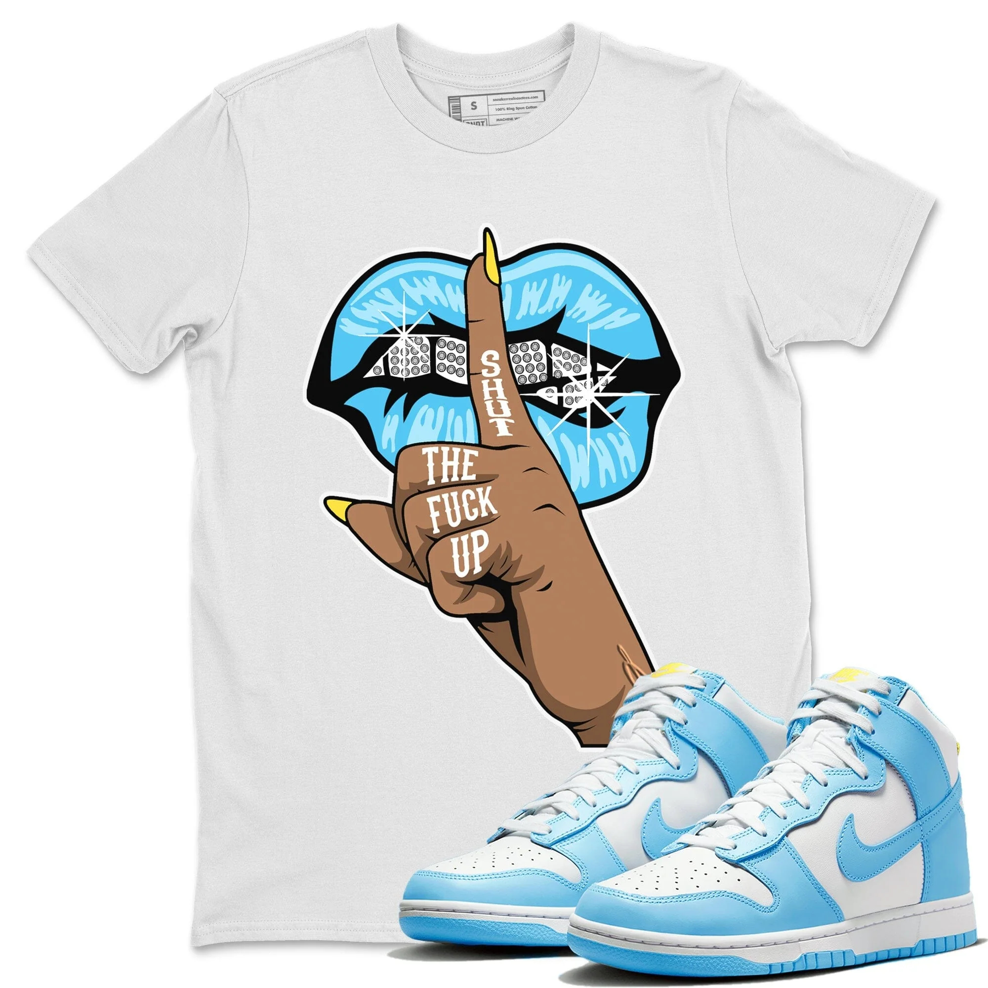 Lips Hand Unisex Tops - Dunk Blue Chill