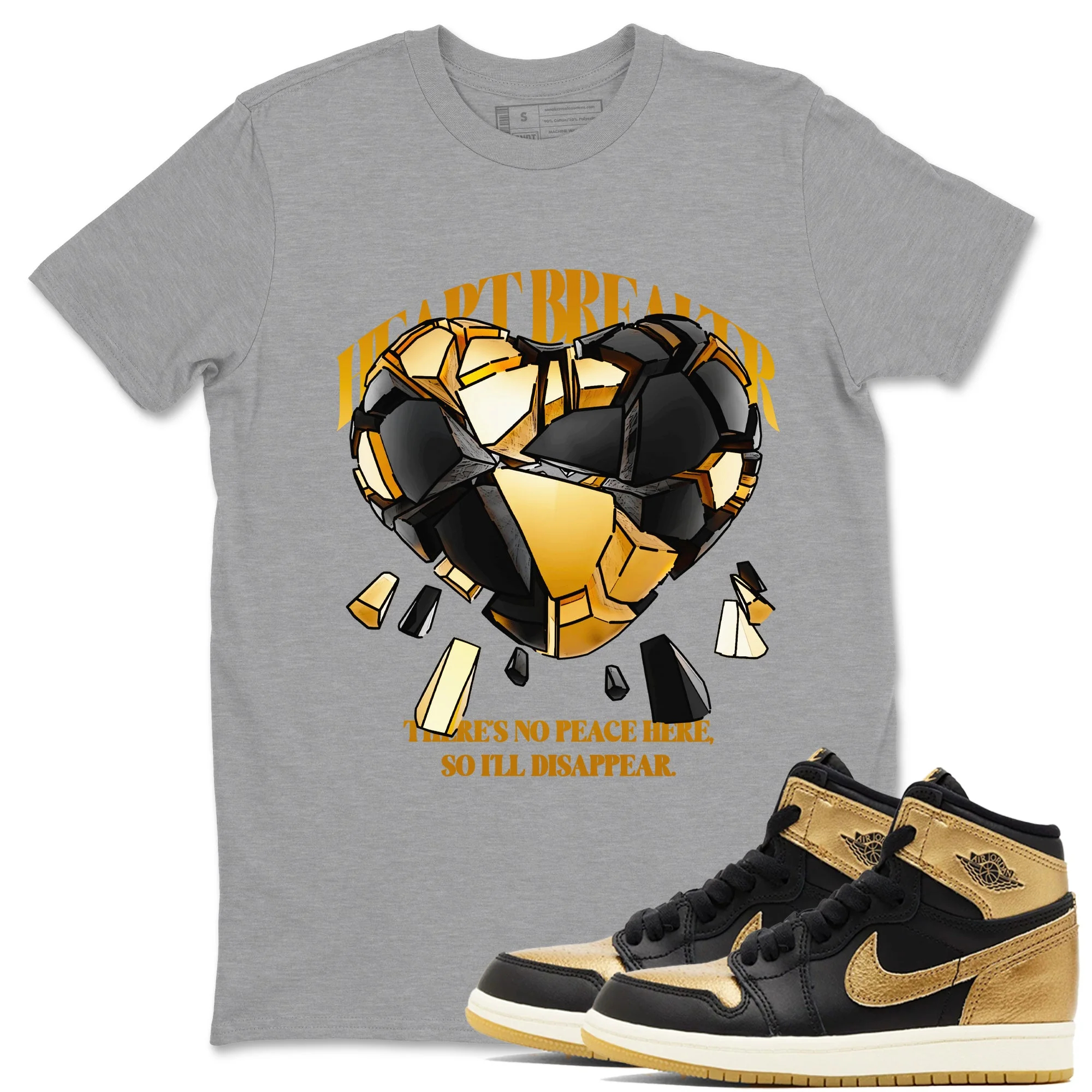 Heart Breaker Sneaker Tees - Air Jordan 1 Black Metallic Gold